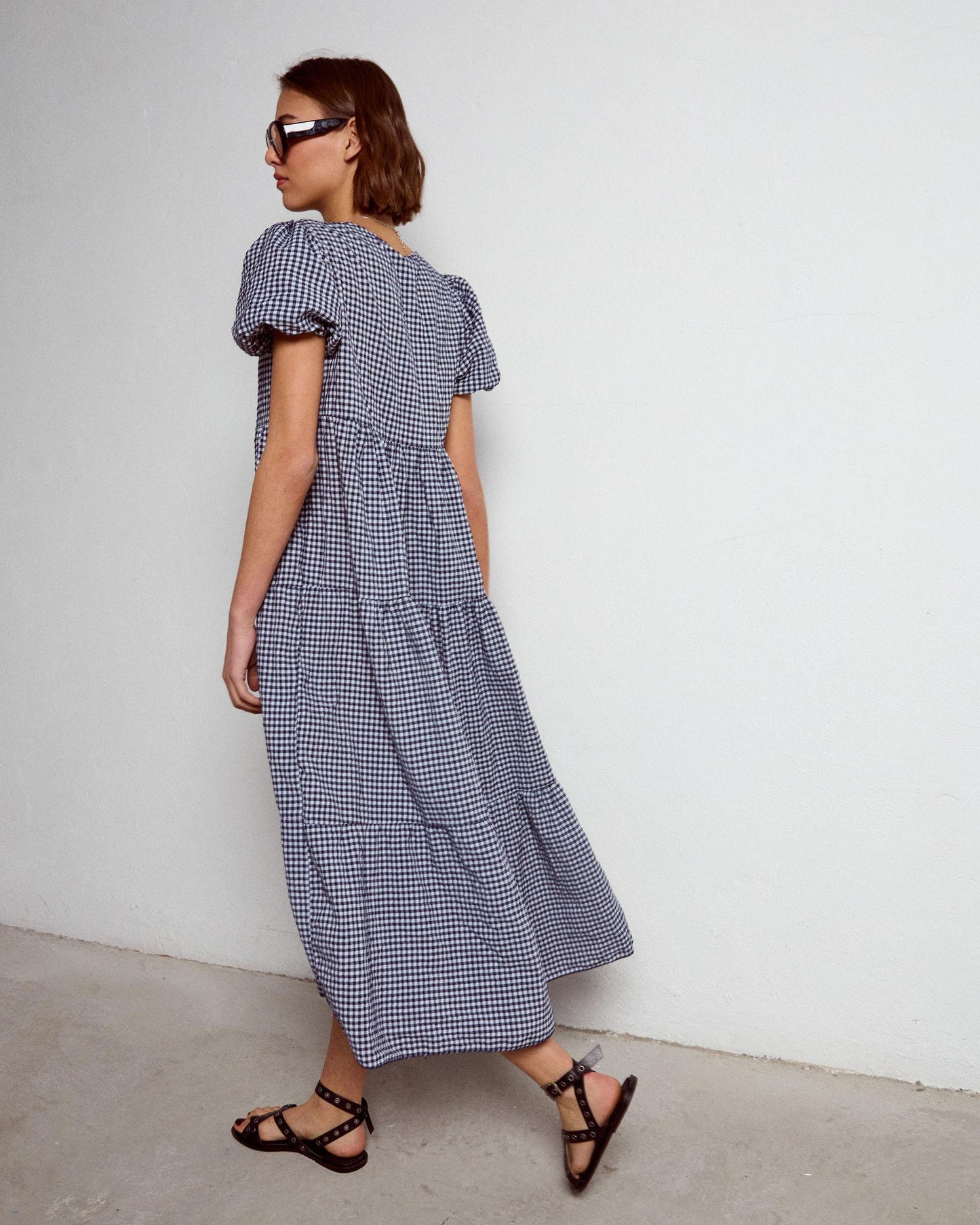 Vestido Largo Cortes Azul Marino