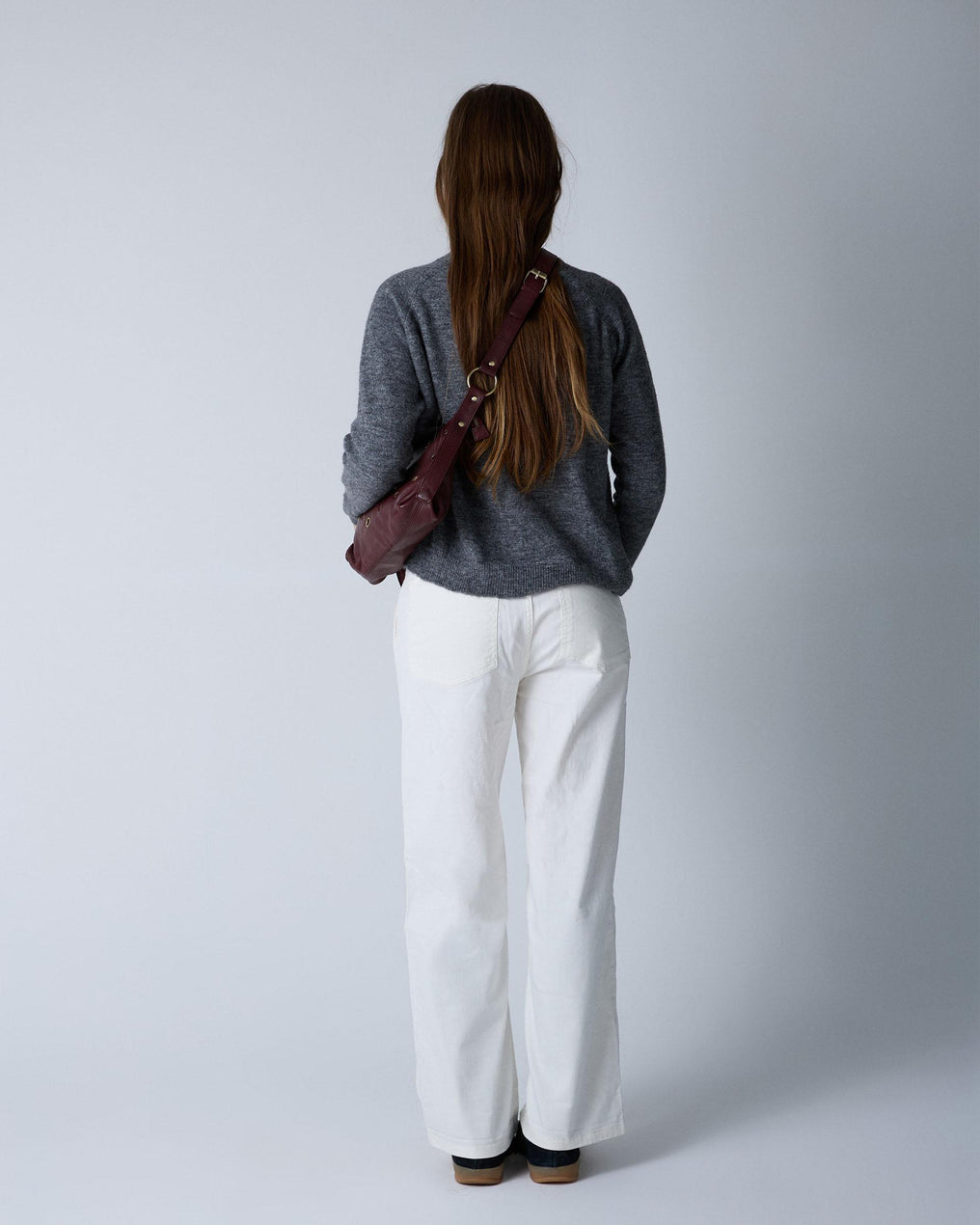 White Floral and Checkered Embroidered Jeans