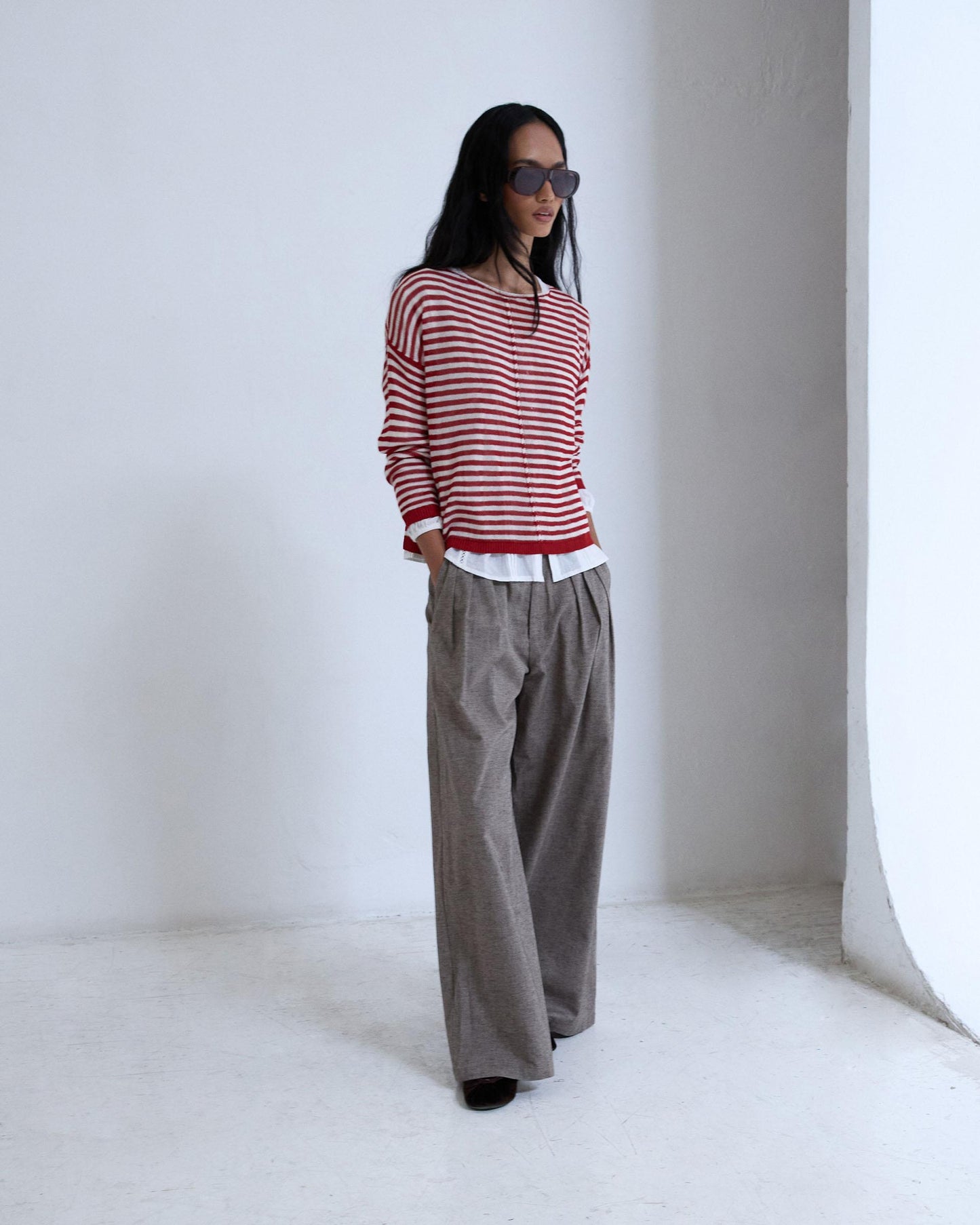 Pantalón Triple Pinza Espiga Taupe