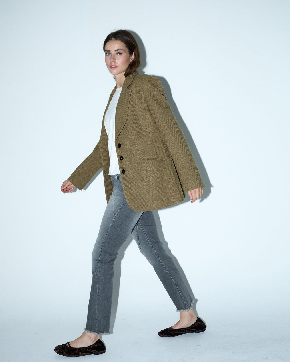 Beige Blazer with Lapel Coat