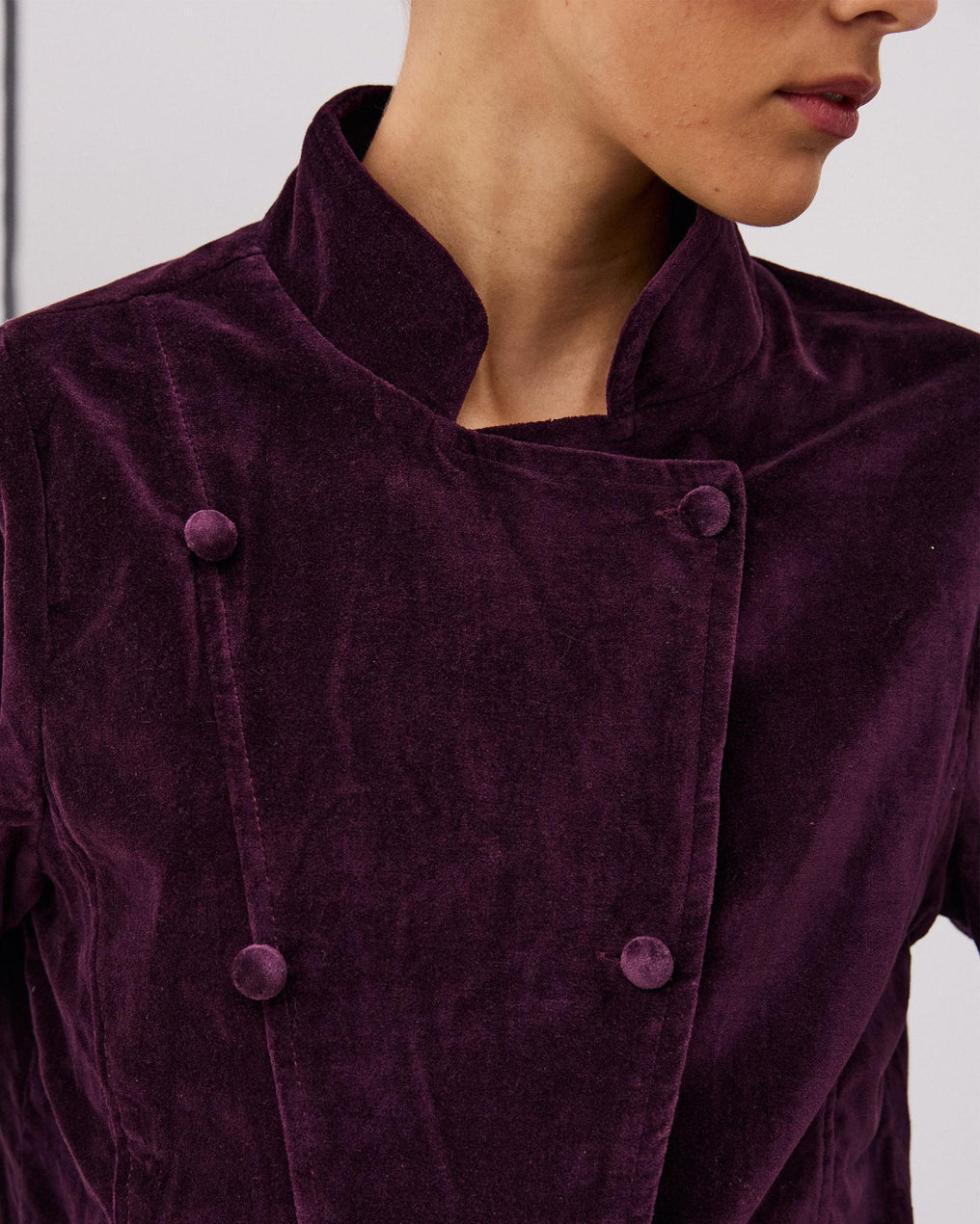 Chaqueta Cruzada Terciopelo Morado