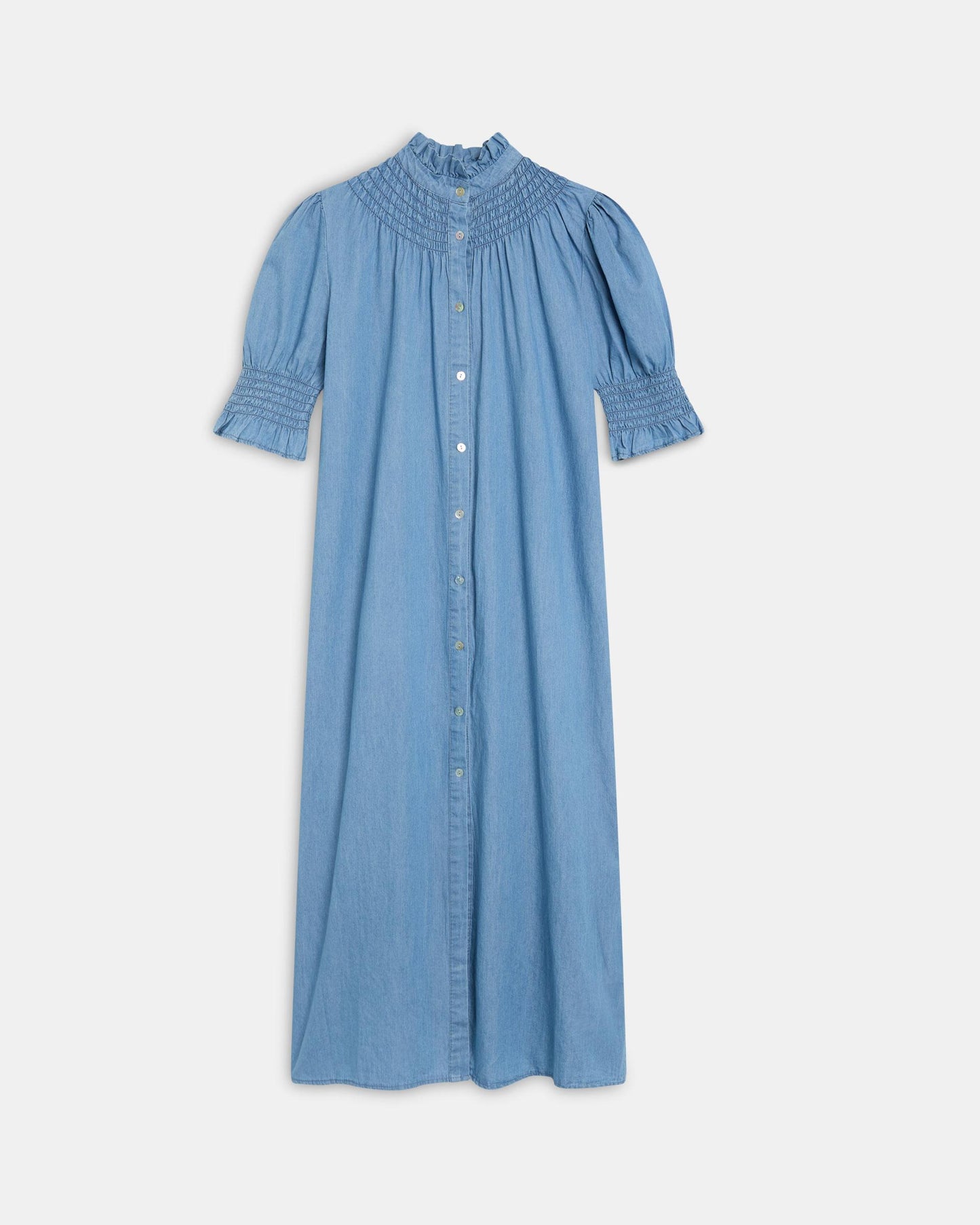 Vestido Manga Corta Tipo Denim Azul Jeans