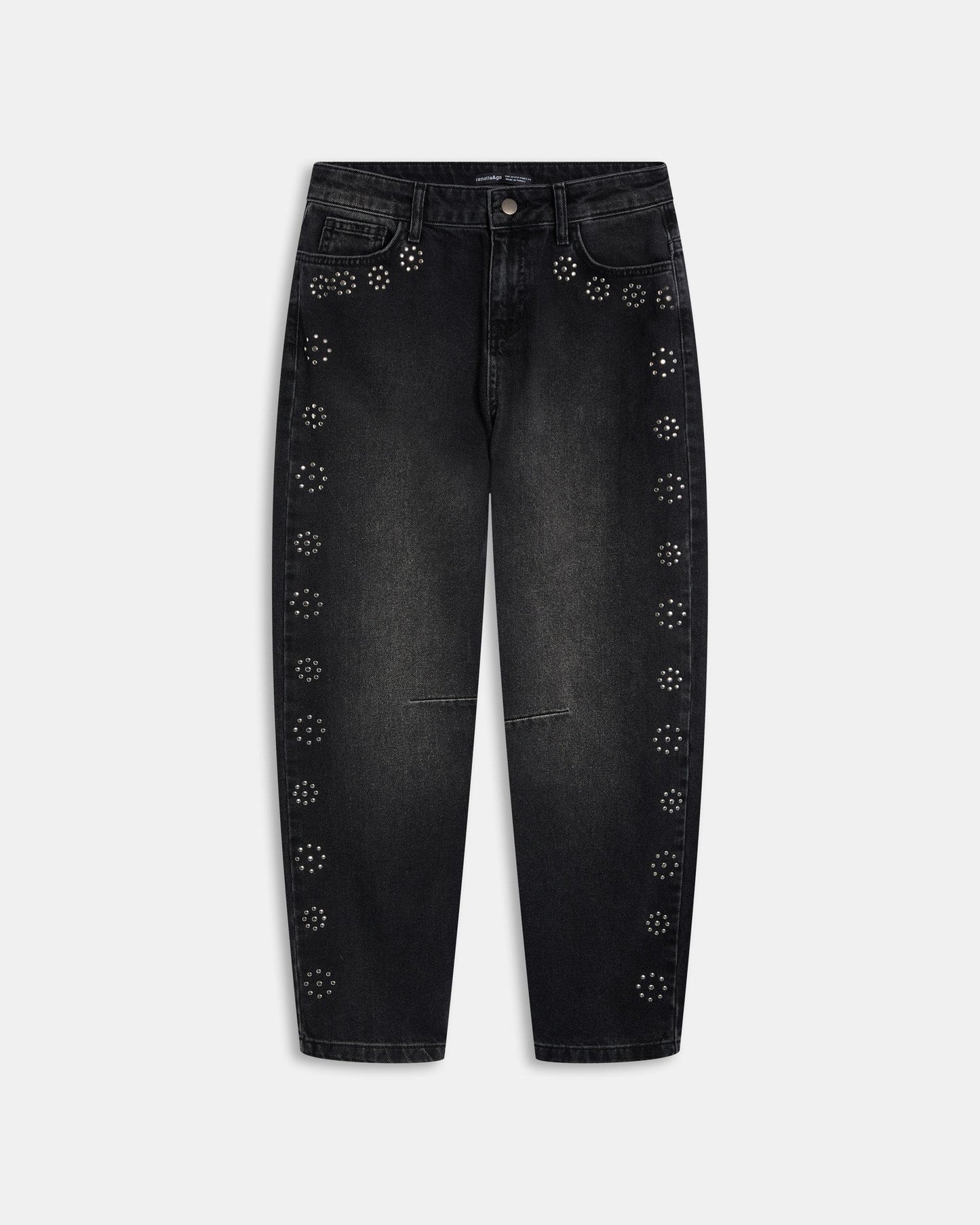 Studded Floral Jeans - Black