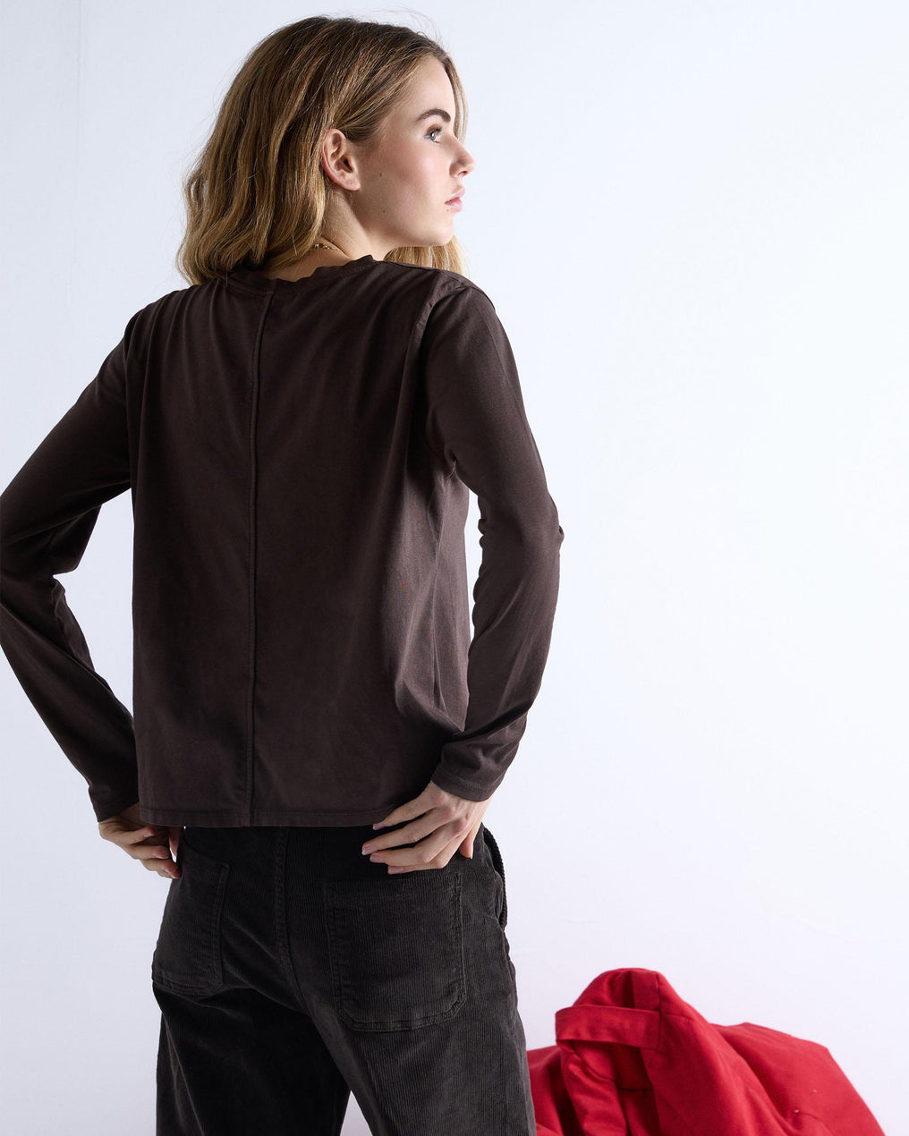 Camiseta Básica Manga Larga Marrón