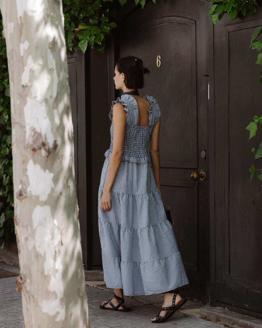 Vestido Gomas Volantes Azul