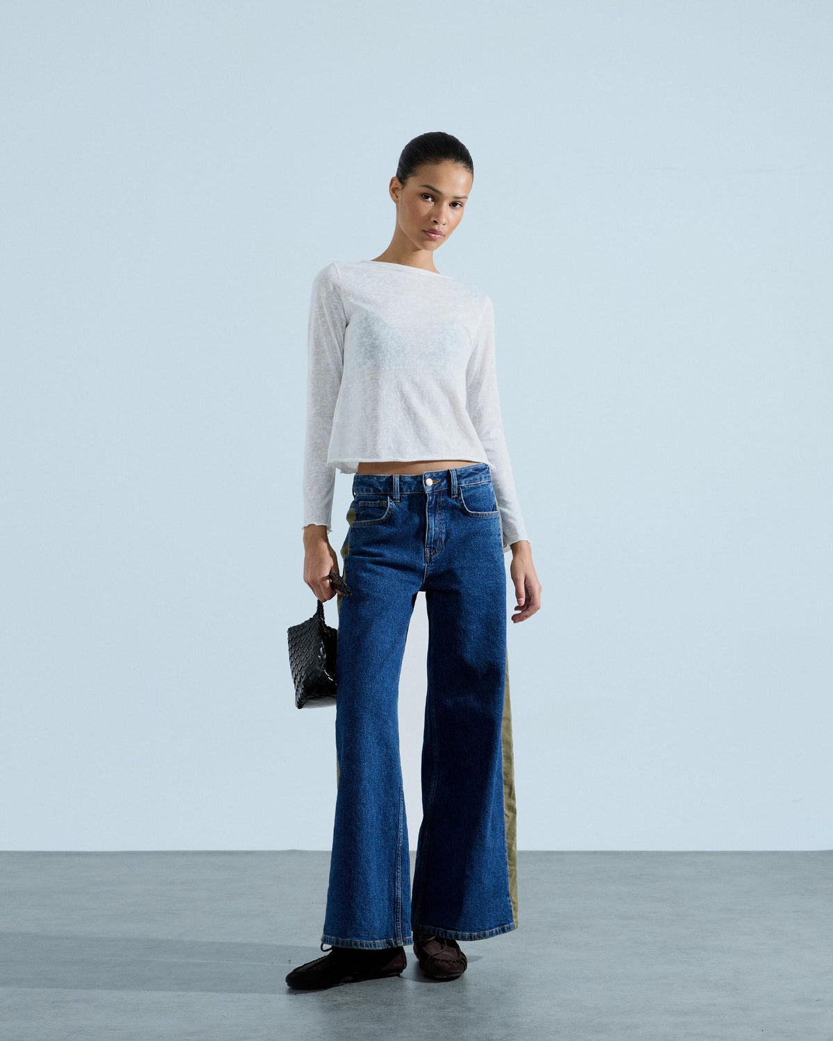 Jeans Contrastes Bolsillos Azul Jeans