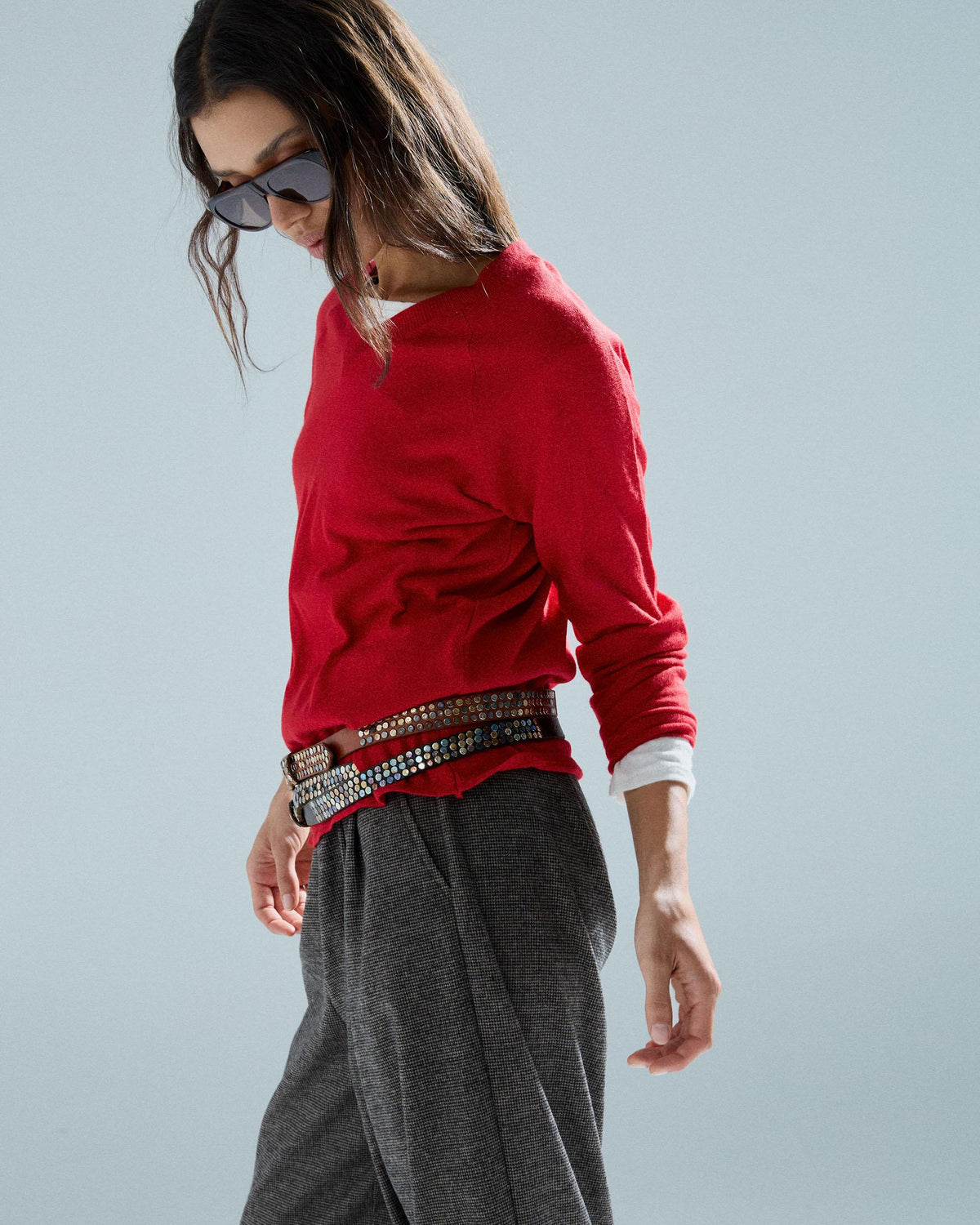 Jersey Básico Escote Pico Rojo