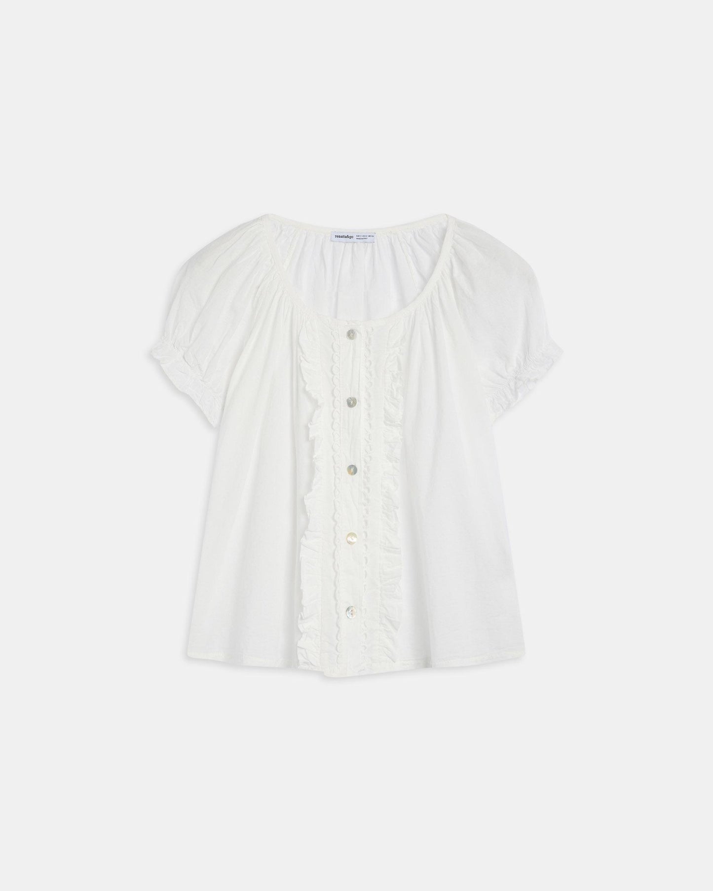 Blusa Botones Volantes Ondas Blanca