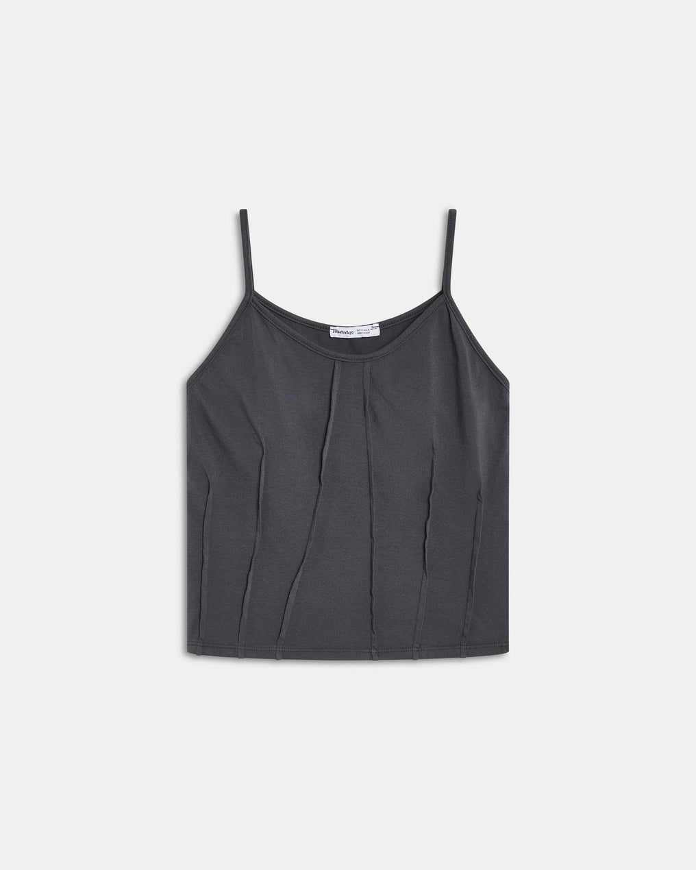 T-shirt Alças Nervuras Antracite