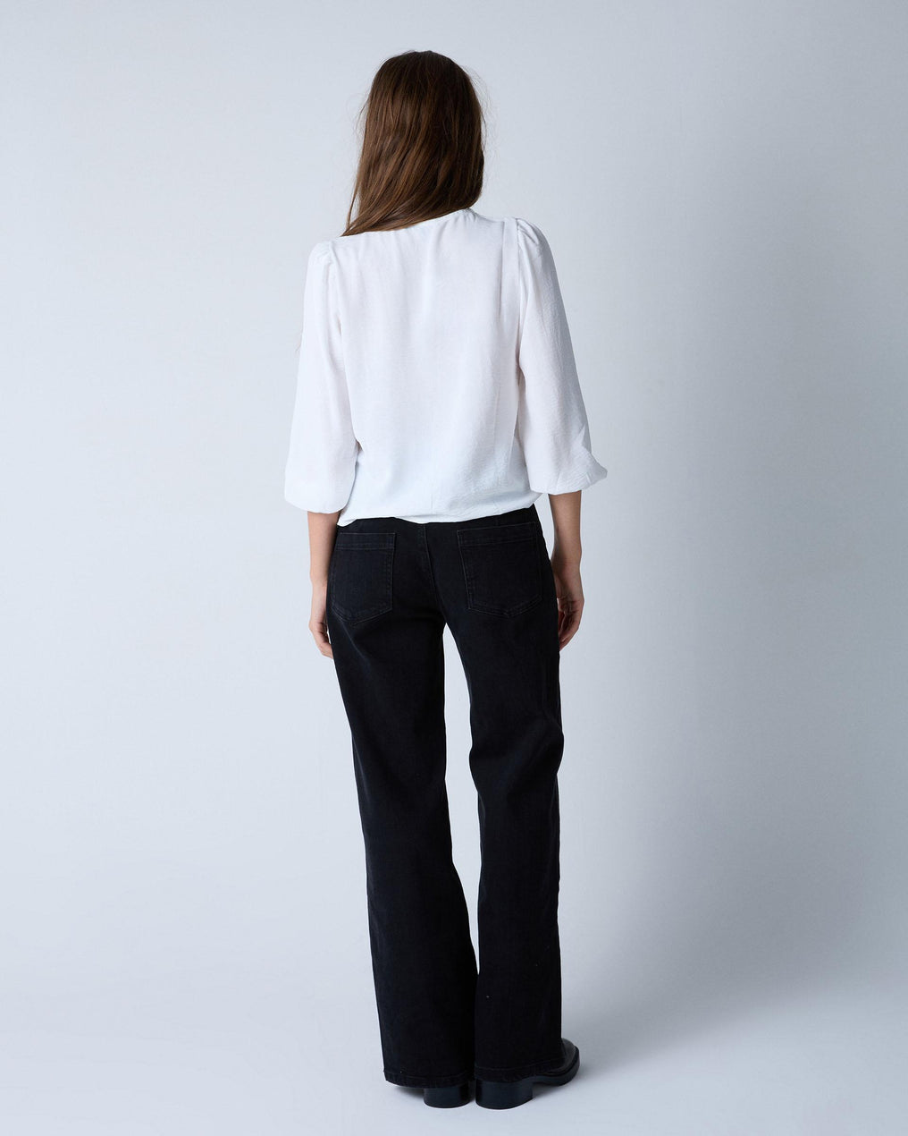 Blusa Manga Abullonada Blanca