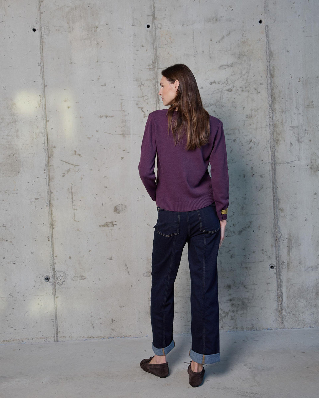 Chaqueta Cuello Pico Bolsillos Morado