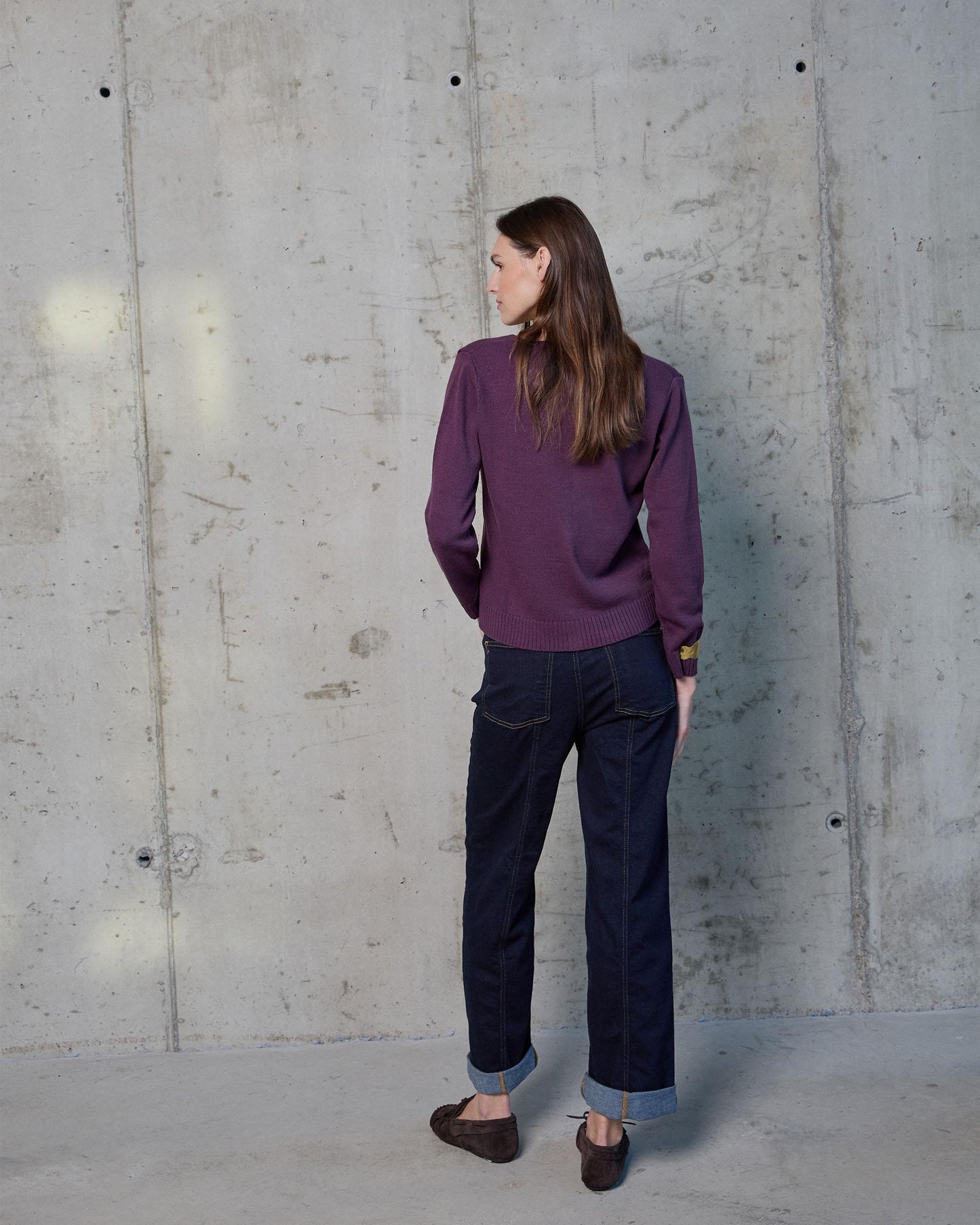 Chaqueta Cuello Pico Bolsillos Morado