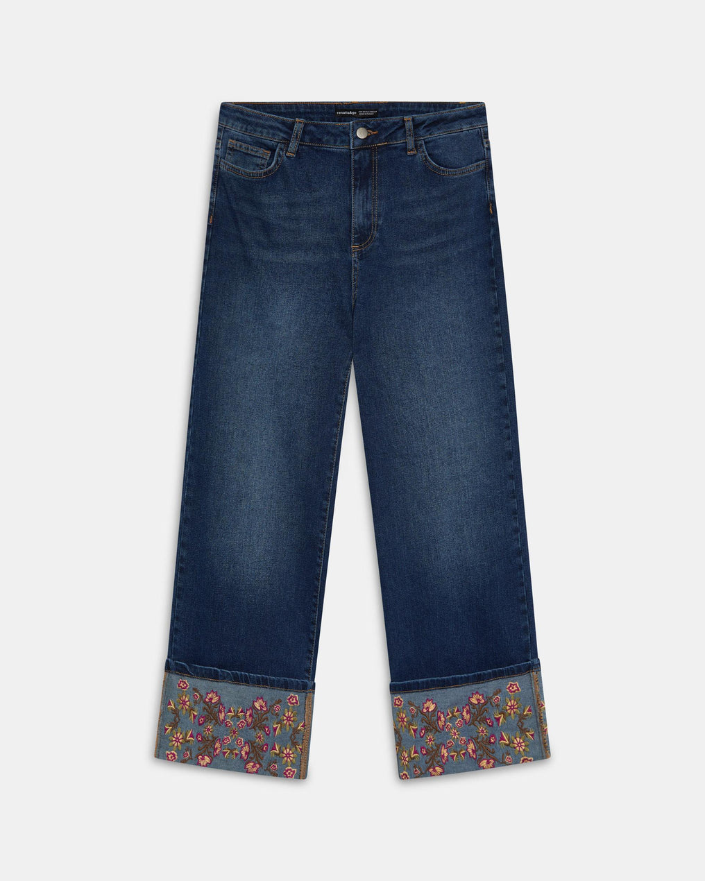 Jeans Bajo Bordados Azul