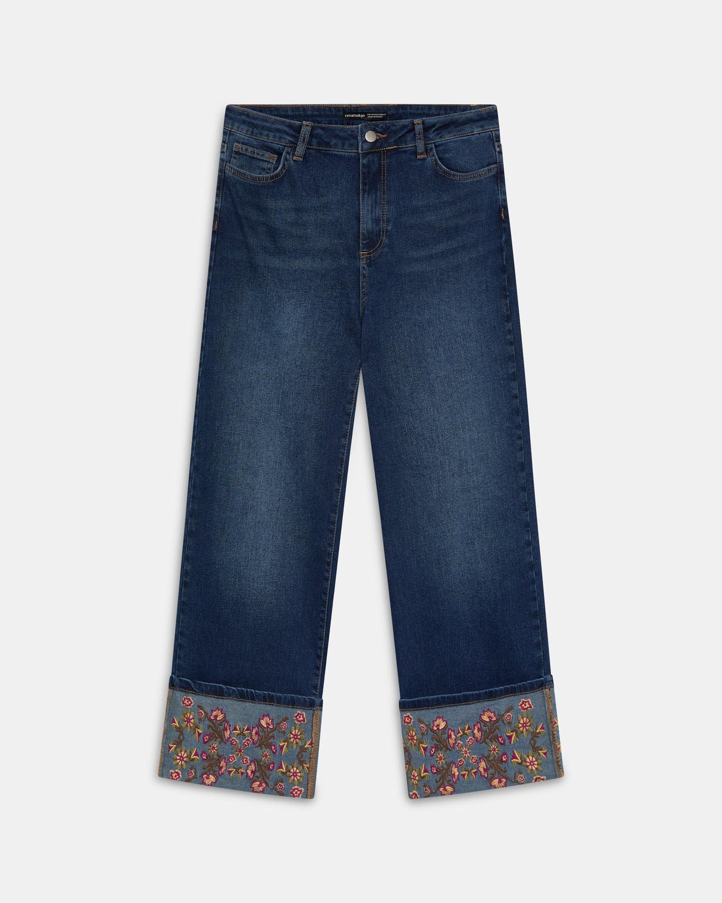 Jeans Bajo Bordados Azul