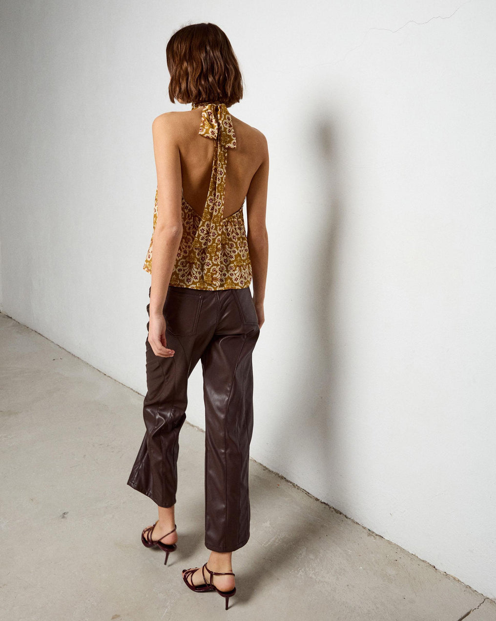 Top Abertura Estampado Mostaza