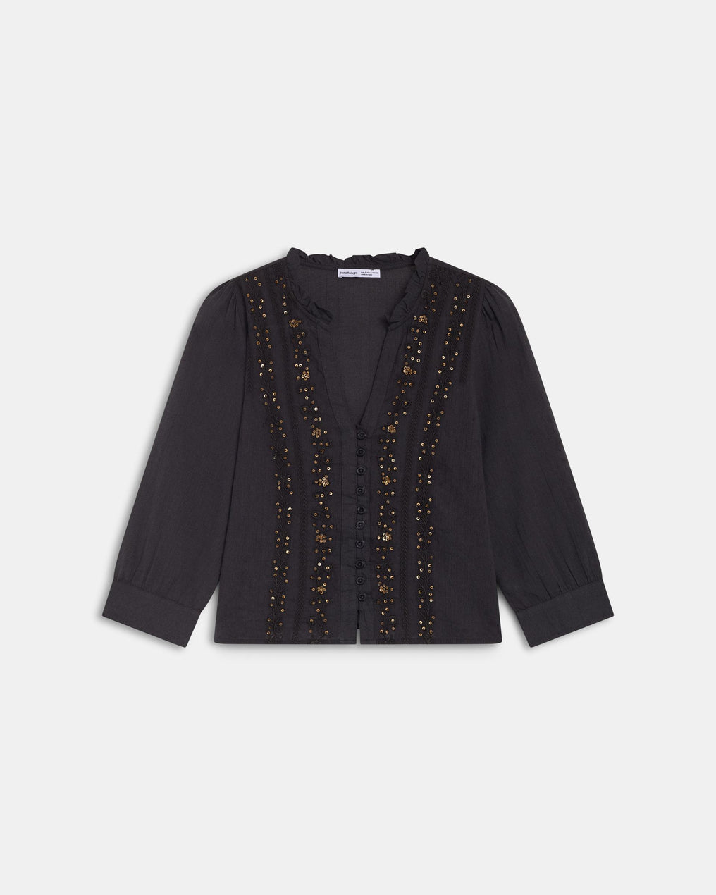 Blusa Manga Francesa Lentejuelas Antracita