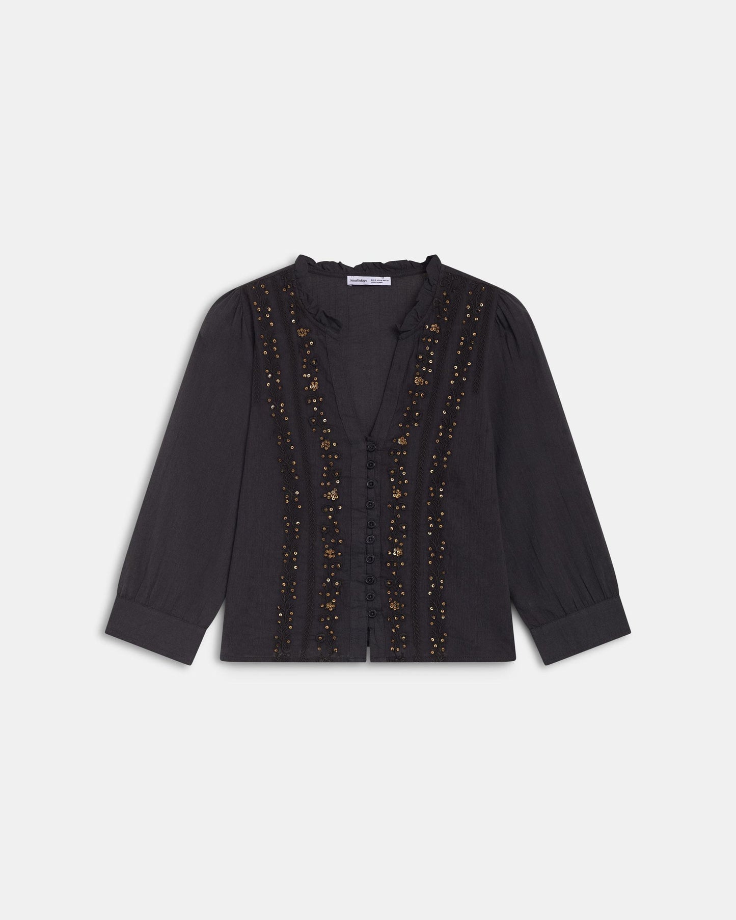 Blusa Manga Francesa Lentejuelas Antracita