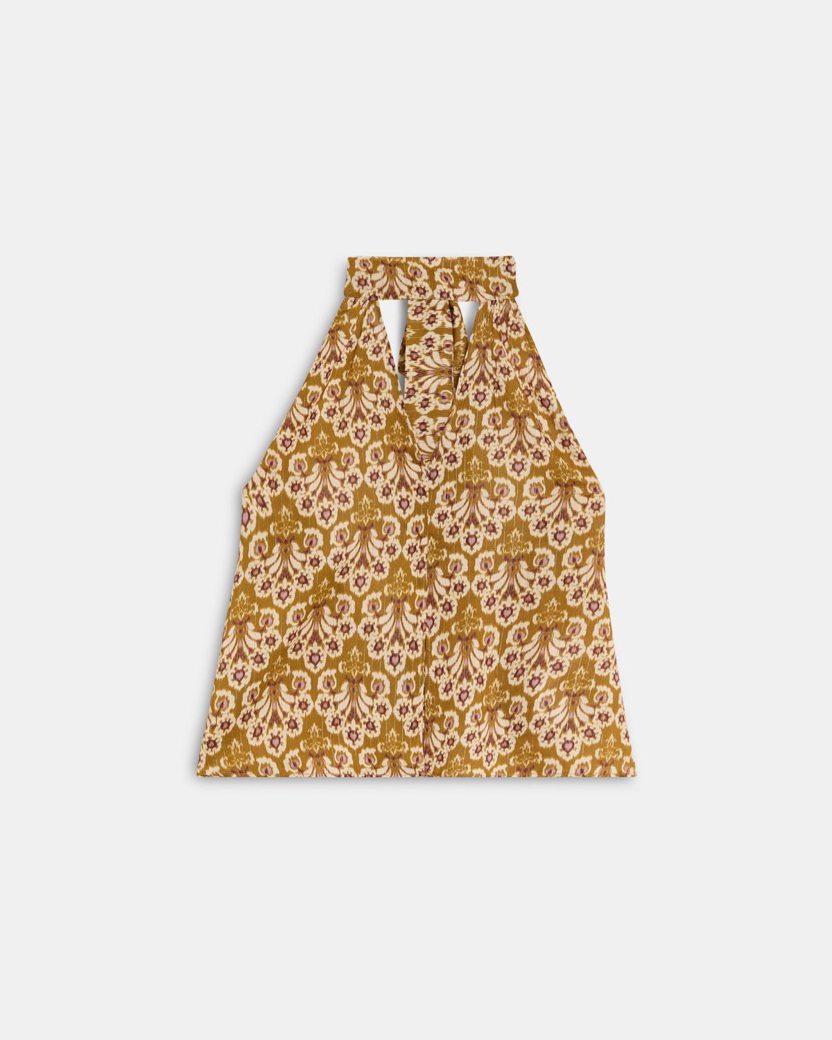 Top Abertura Estampado Mostaza