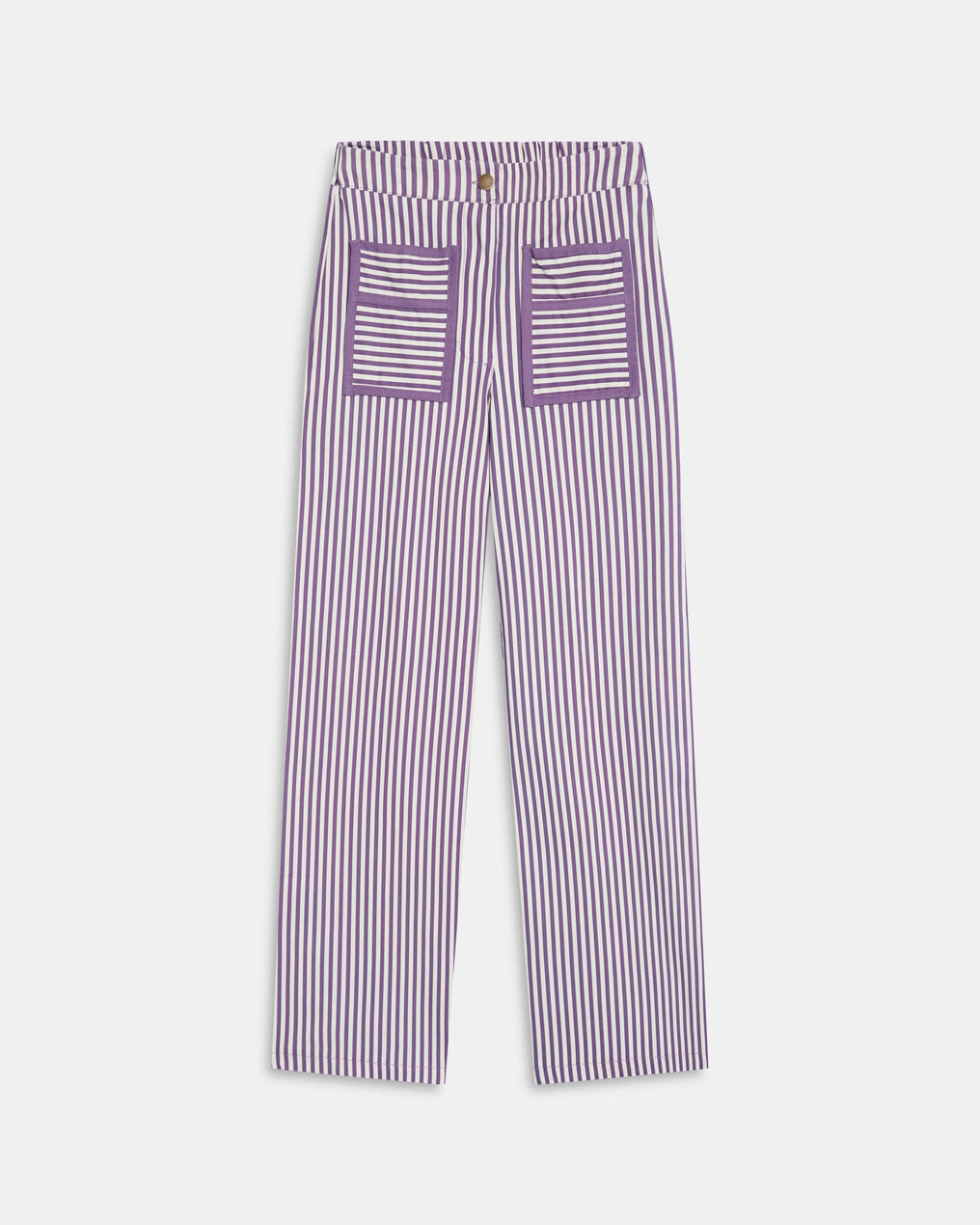 Jeans Riscas Bolsos Contraste Roxo