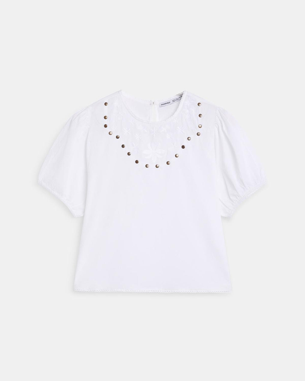 White Stud Embroidered Blouse