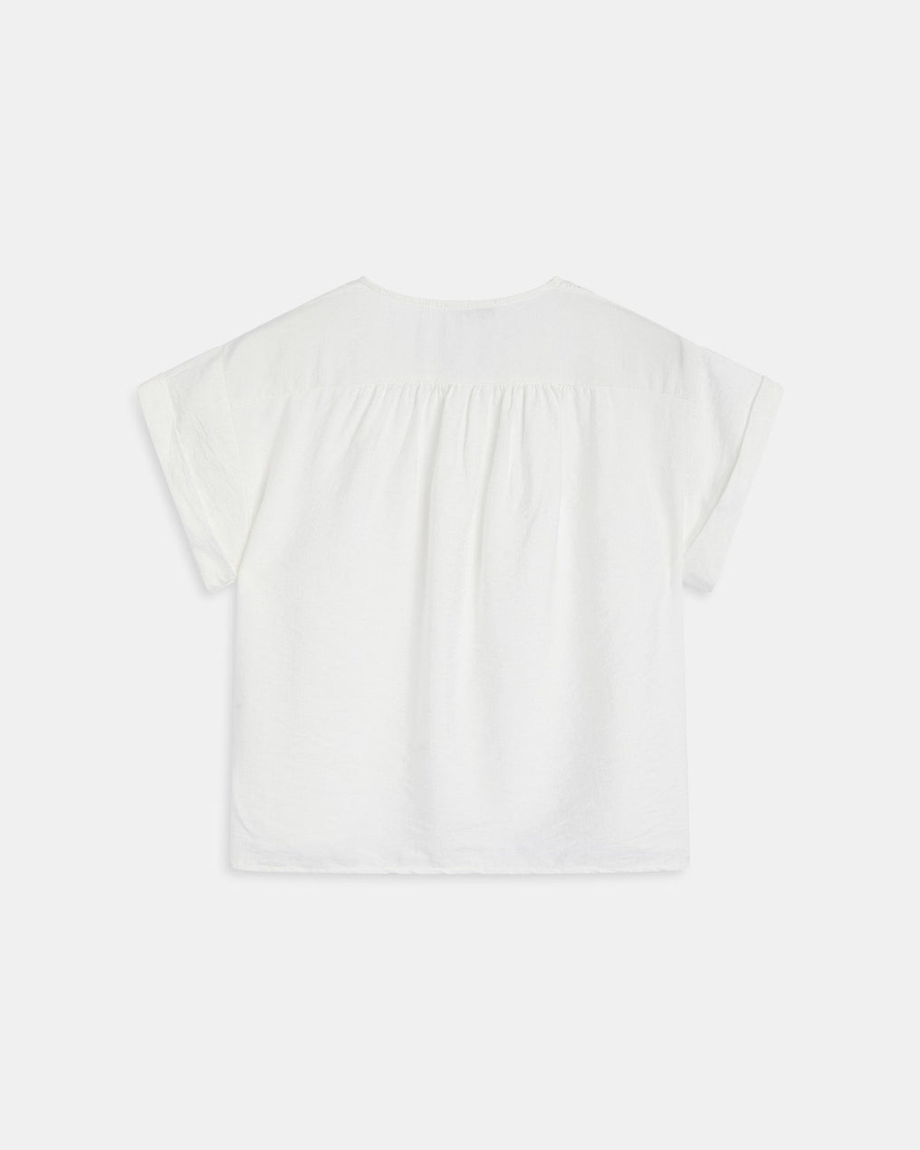 Blusa Fluida Escote Pico Botones Blanca