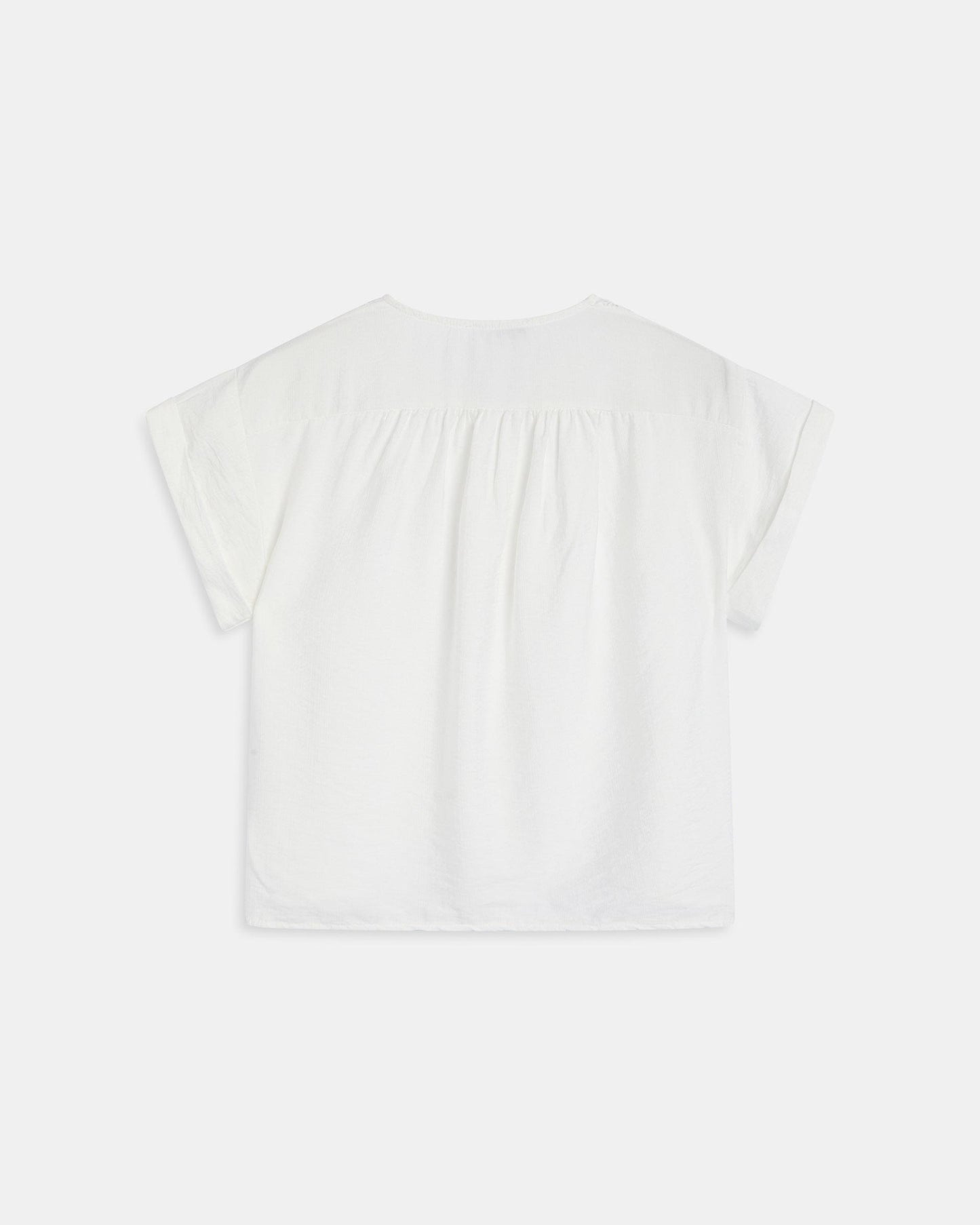 Blusa Fluida Escote Pico Botones Blanca