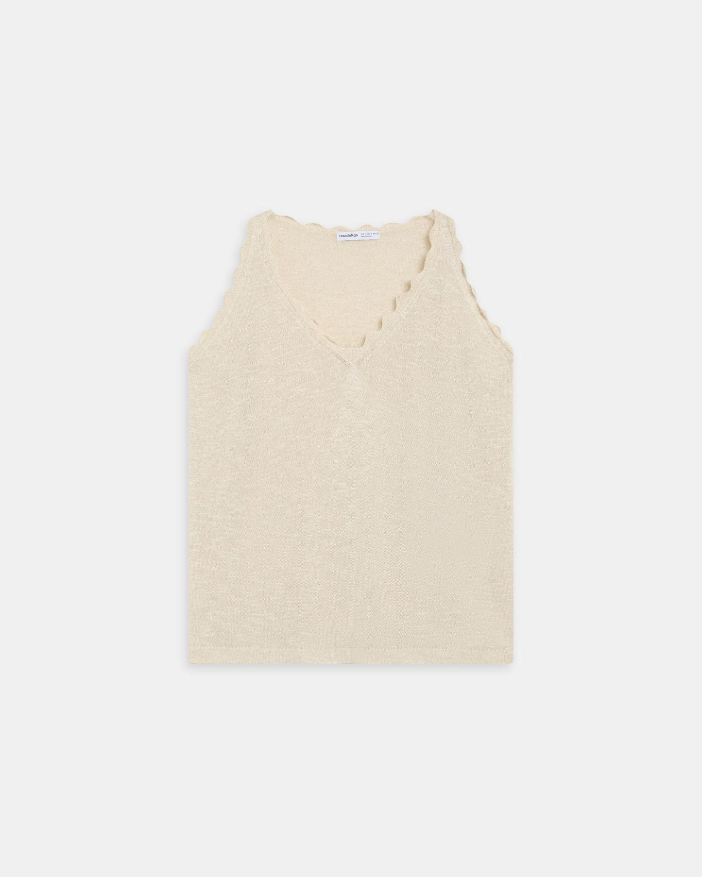 Beige Wavy Detail Top
