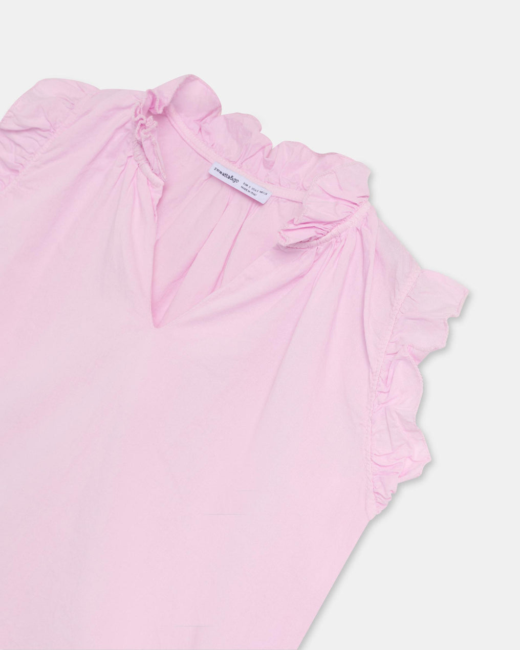 Blusa Sem Mangas Folhos Decote V Rosa-pó