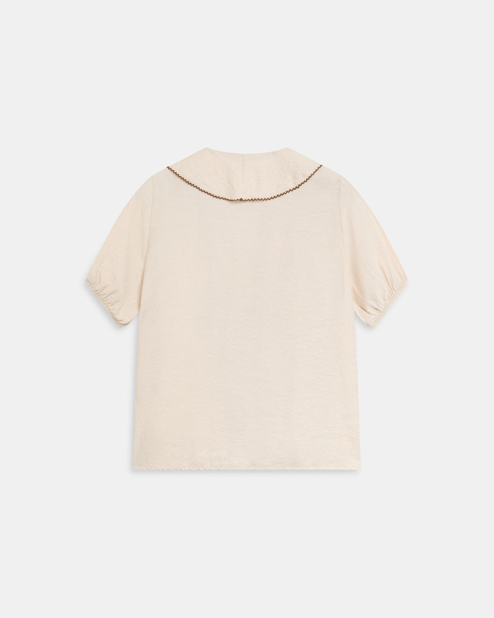 Blouse Volants Avant Passepoil Contrastant Écru