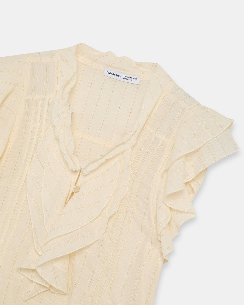 White Lurex Striped Sleeveless Blouse