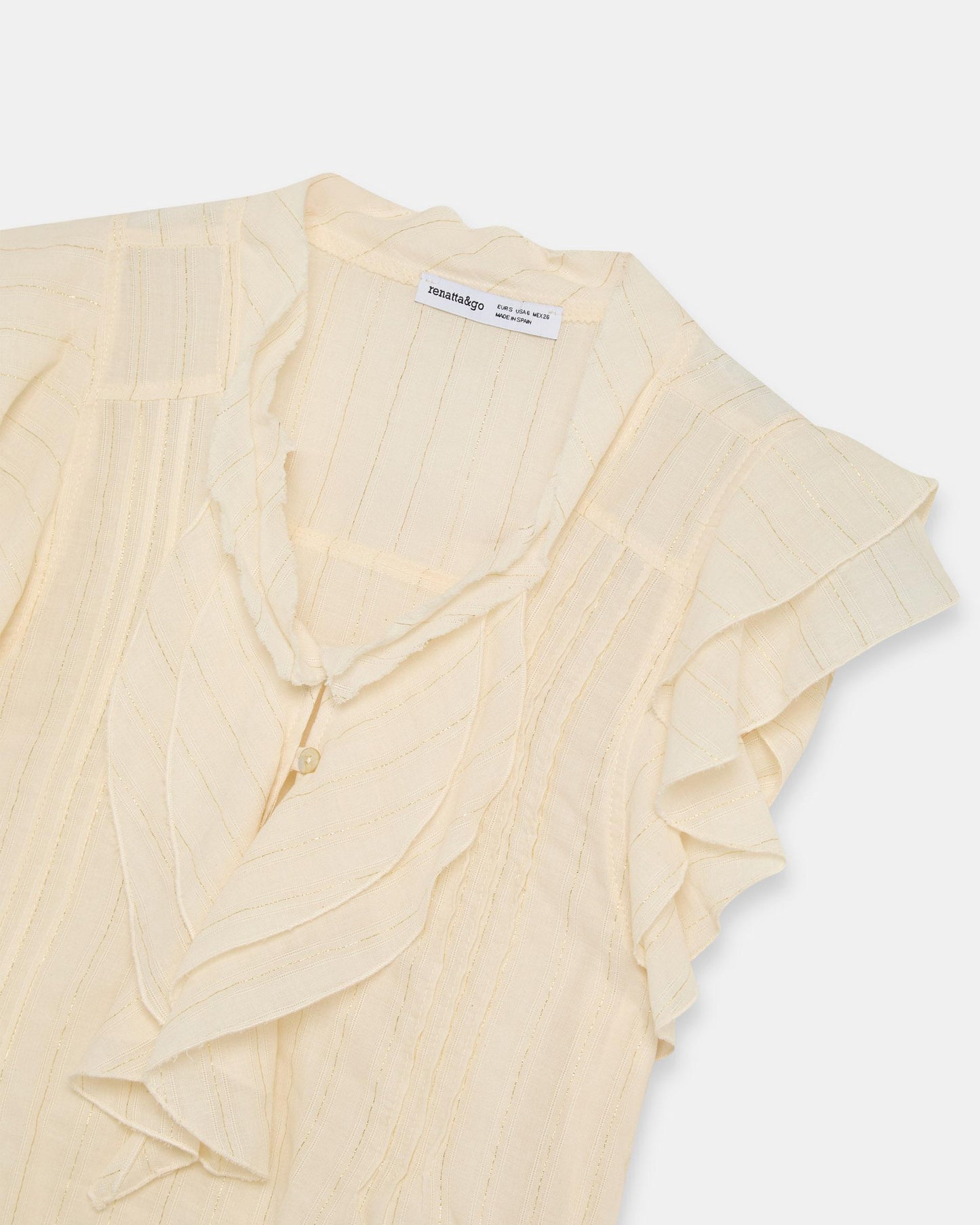 White Lurex Striped Sleeveless Blouse