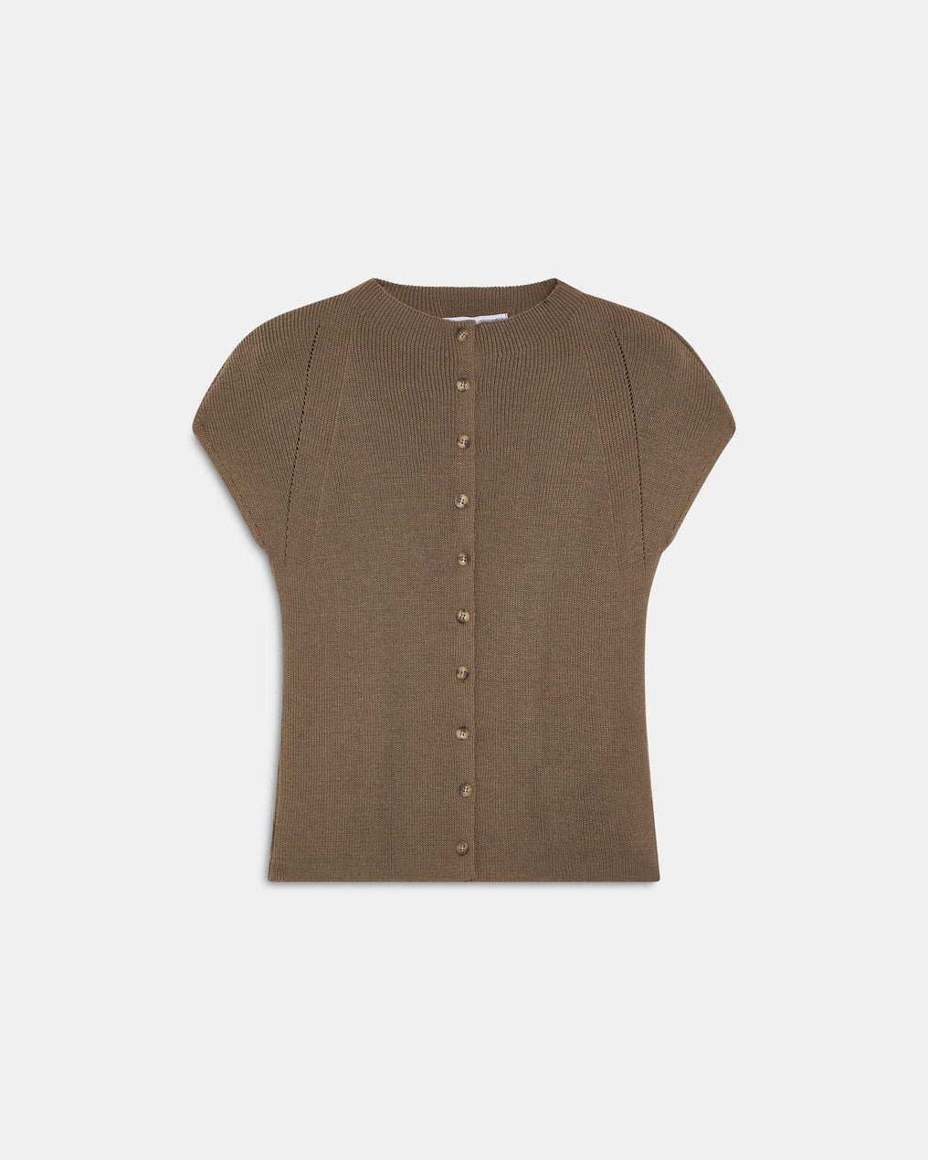 Top Botones Cuello Alto Taupe