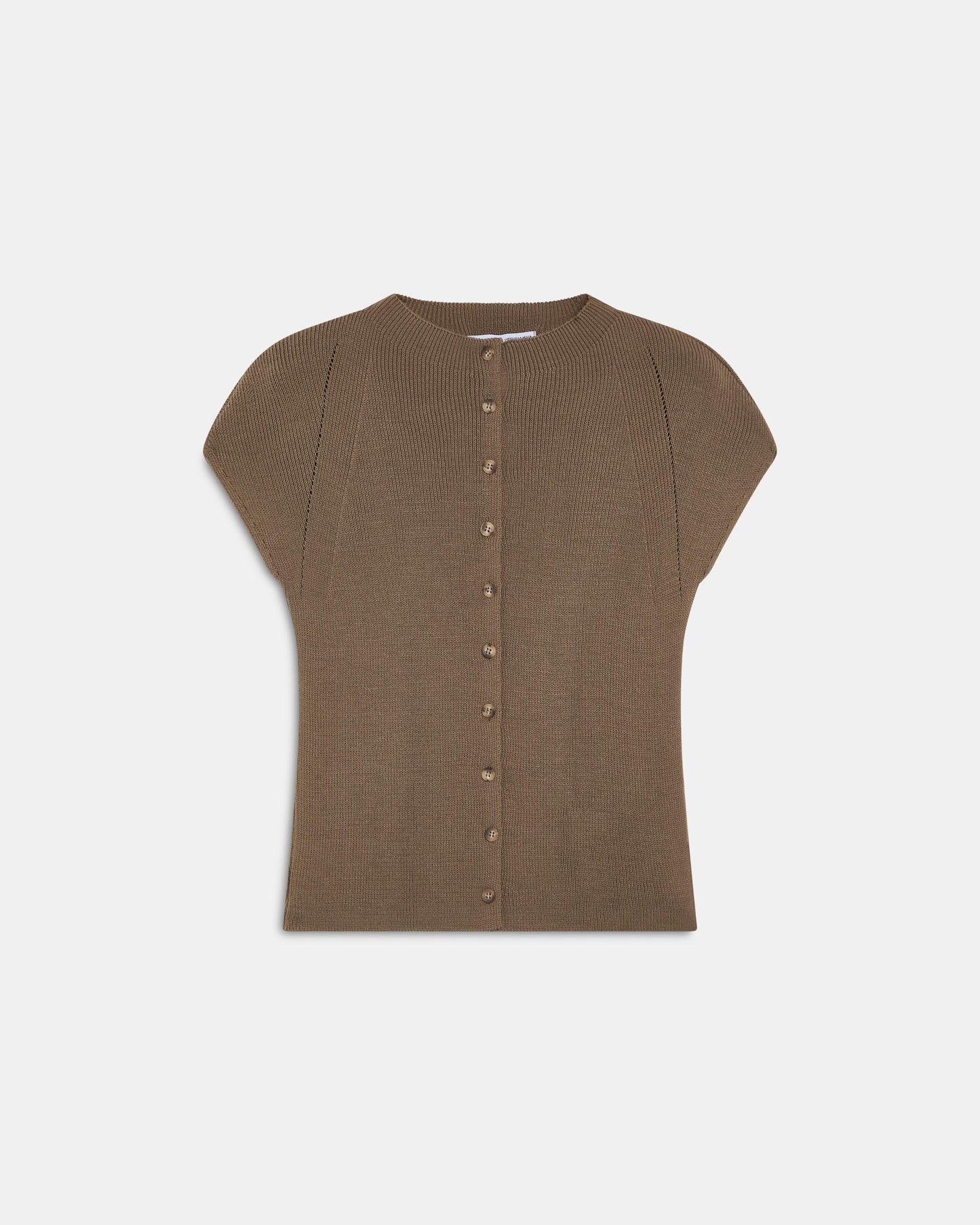 Top Botones Cuello Alto Taupe
