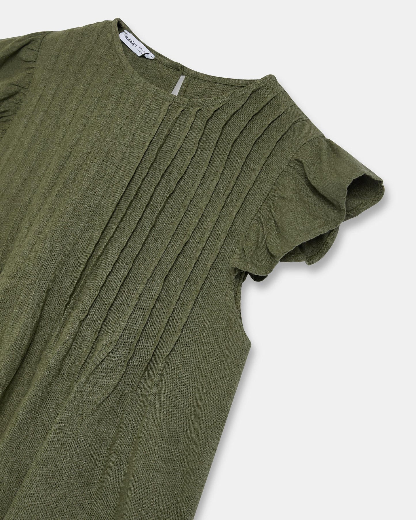 Blusa Jaretas Con Lino Verde Oscuro