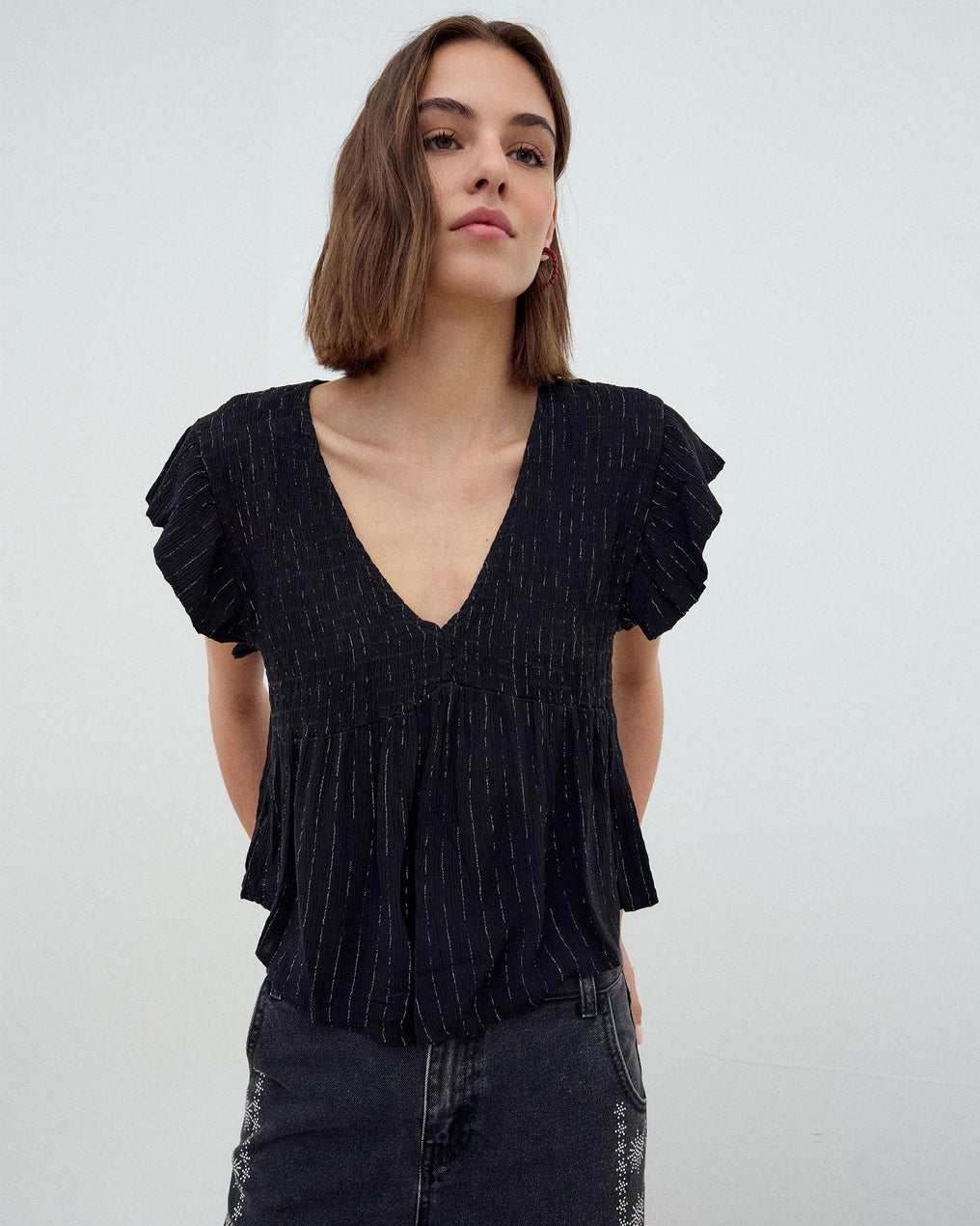 Blusa Gomas Lurex Negro