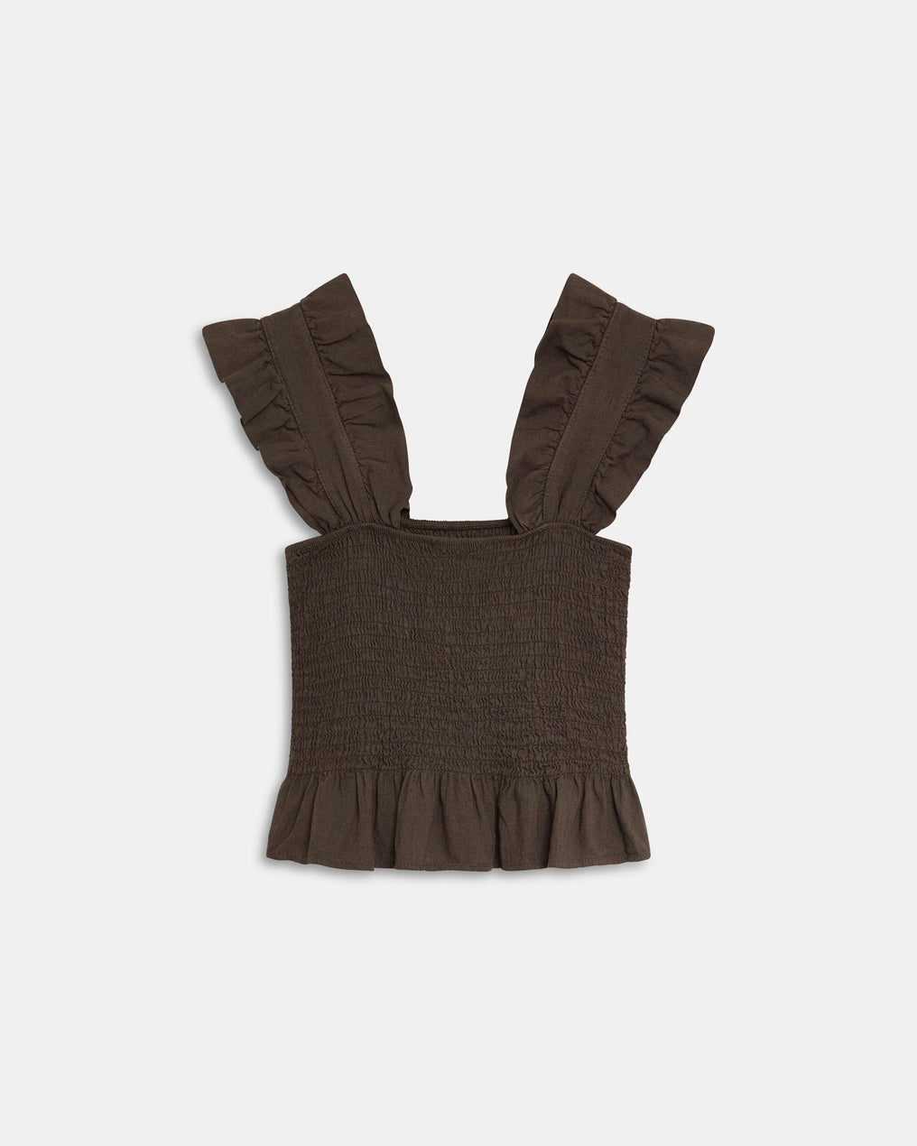 Top Nido De Abeja Volantes Tirantes Marrón