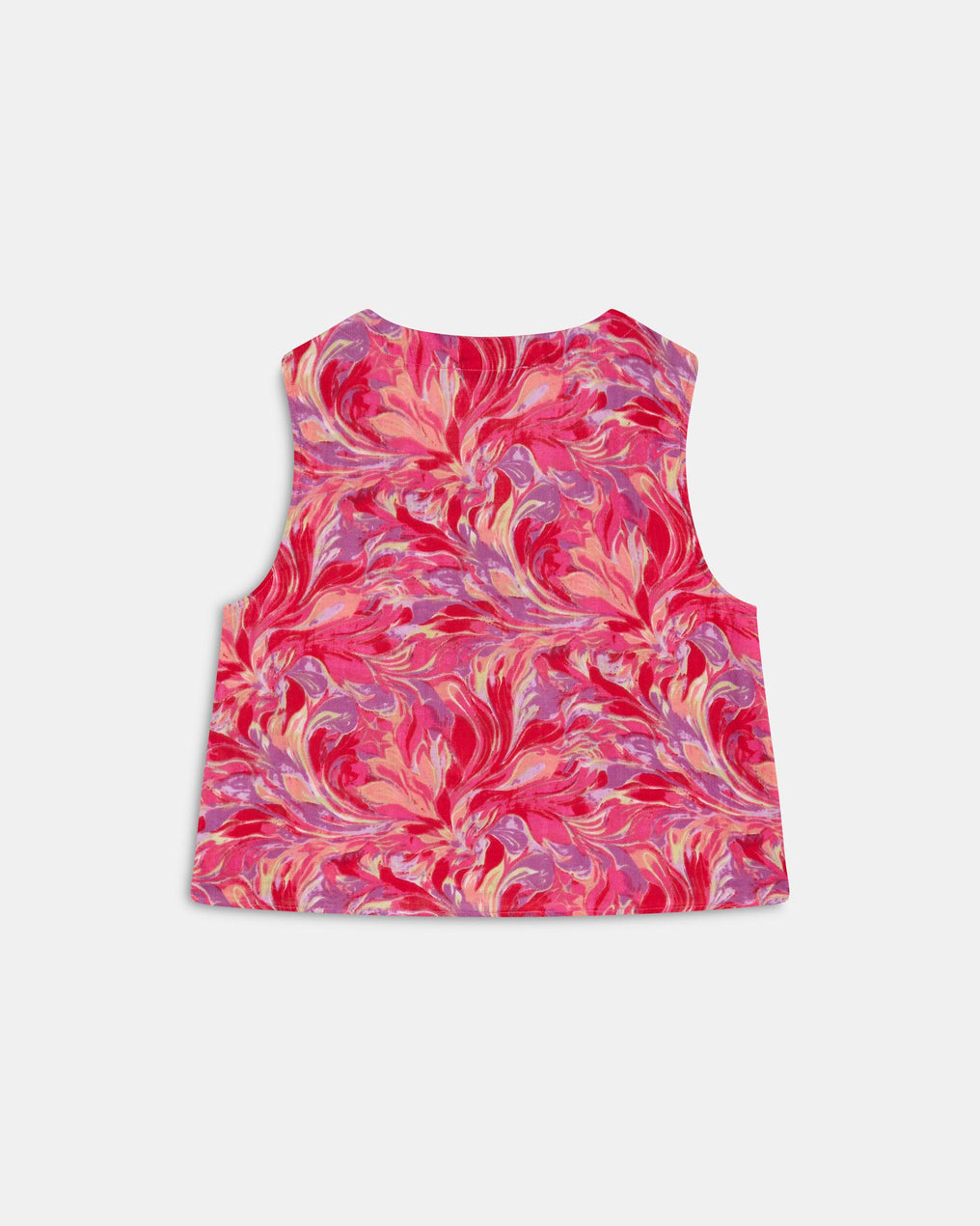 Top Botones Frunces Estampado Floral Fucsia