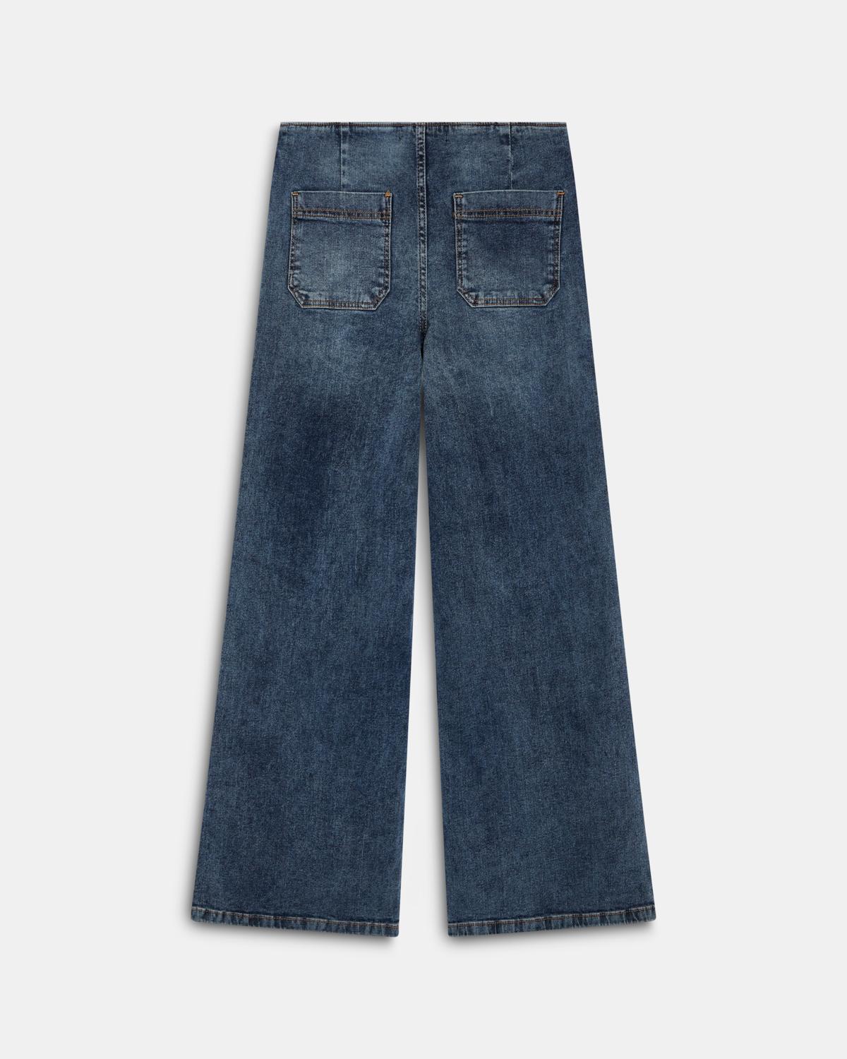 Jeans Cinturón Arandelas Azul