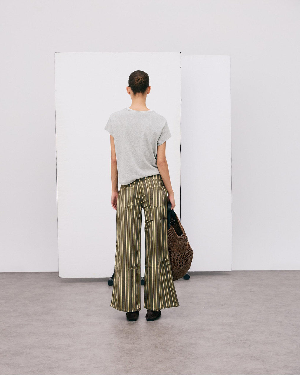 Triple Waistband Pocket Striped Green Jeans