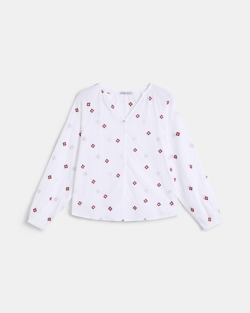 White Floral Embroidered Blouse