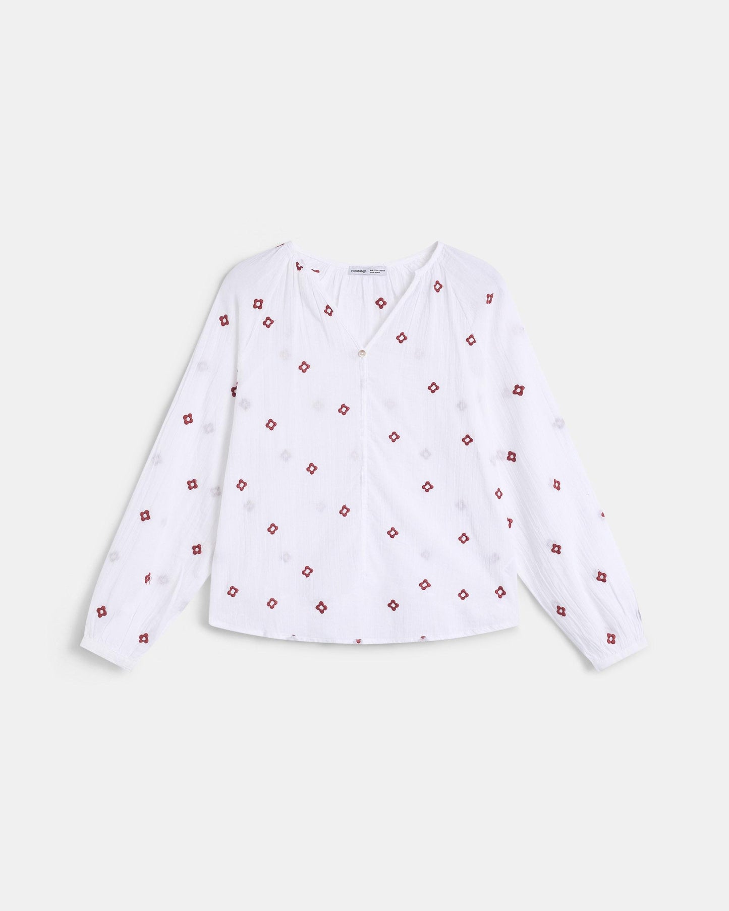 White Floral Embroidered Blouse
