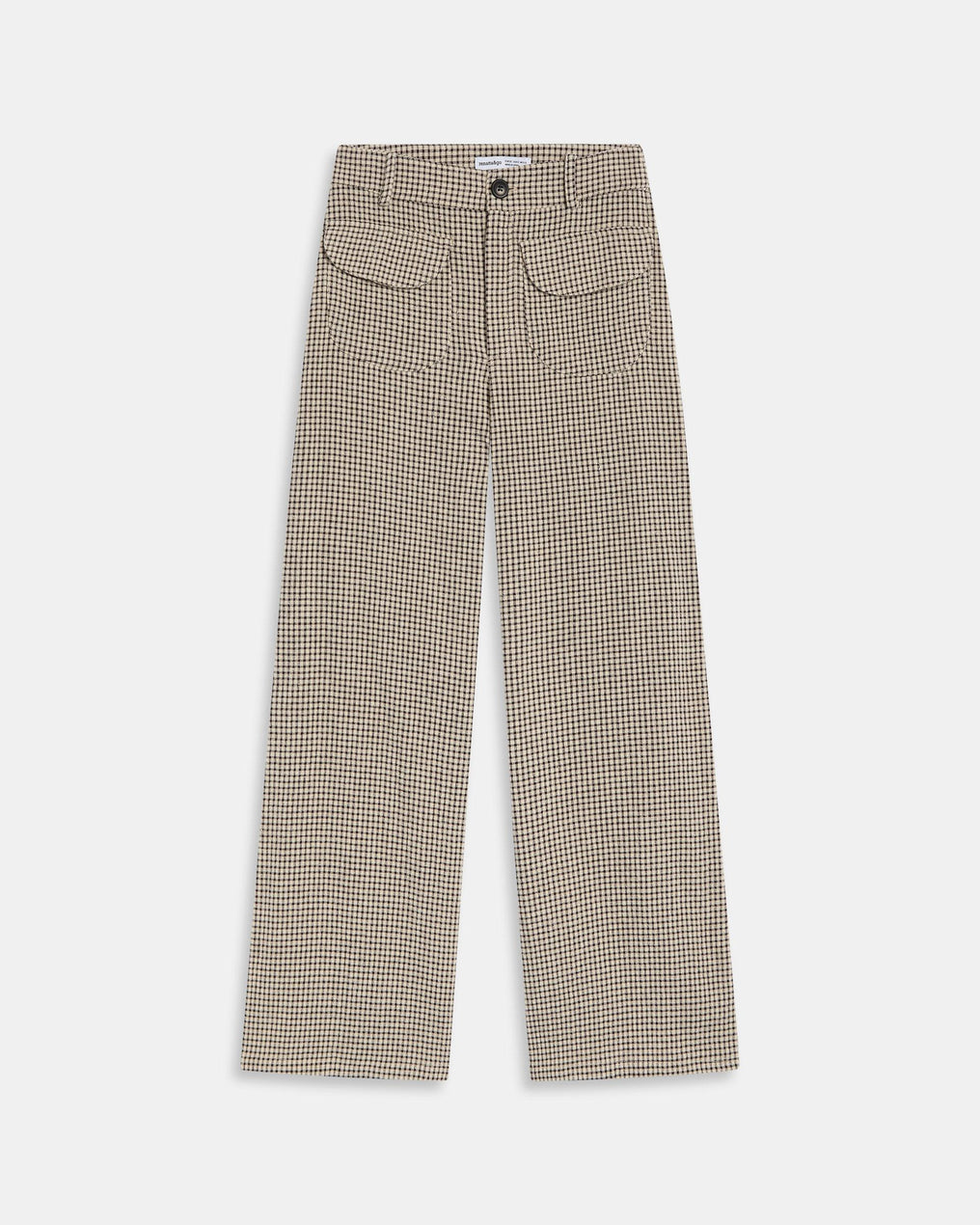 Pantalon Carreaux Poches Seersucker Beige