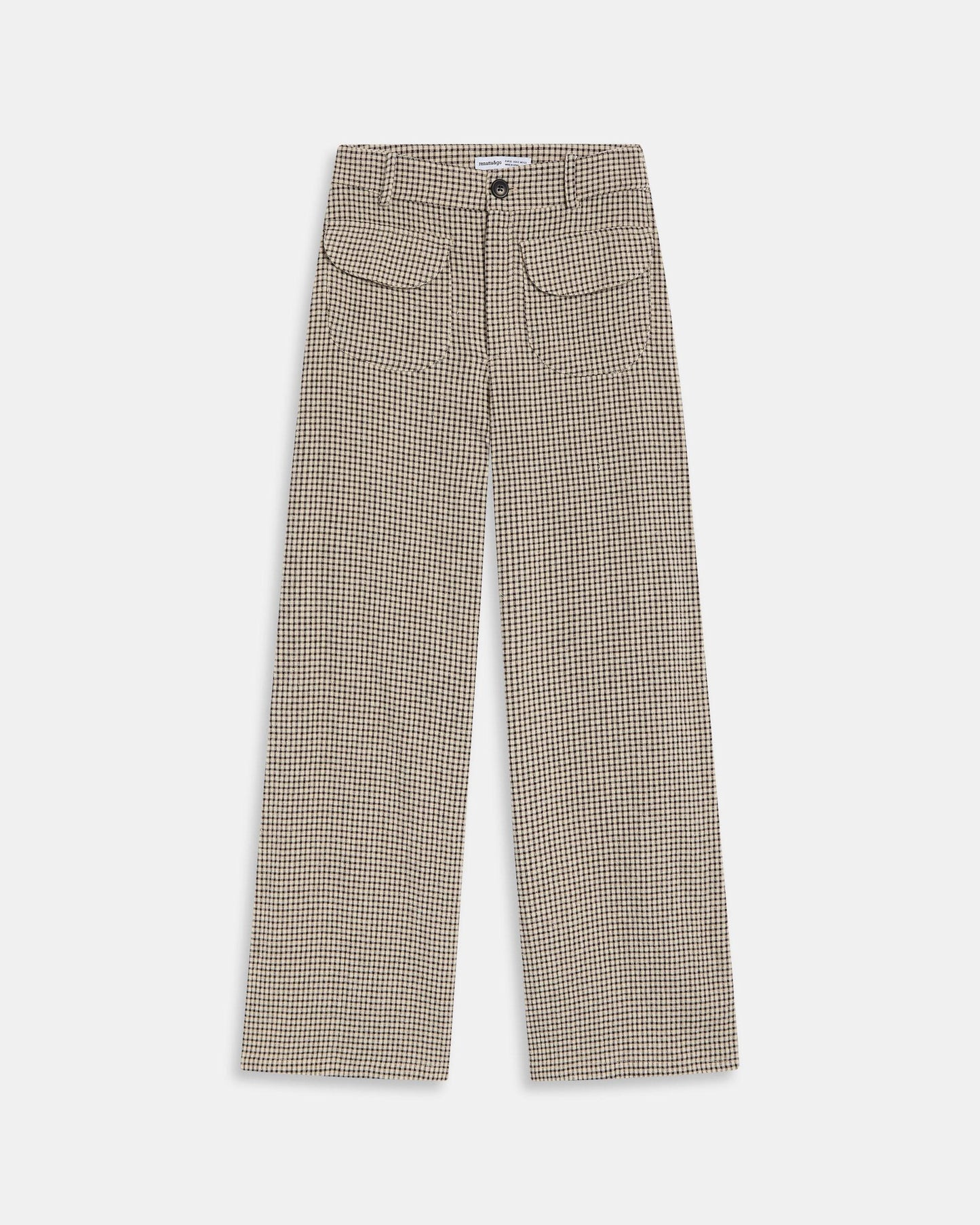 Pantalon Carreaux Poches Seersucker Beige