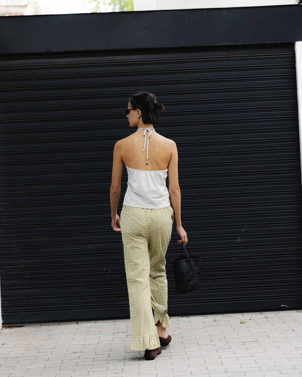 Pantalón Cuadros Volante Bajo Verde