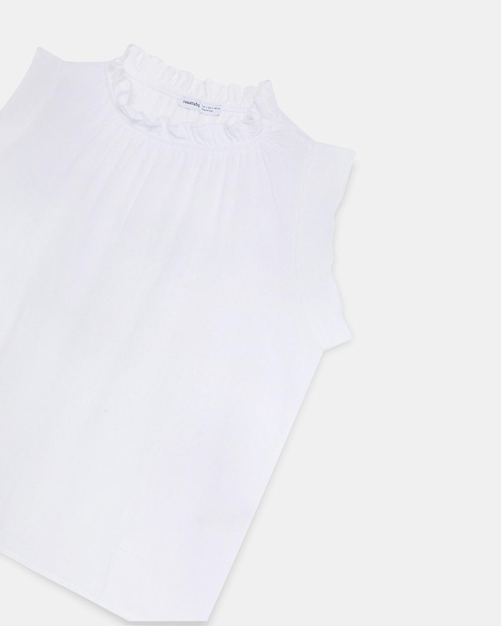 Blouse sans Manches Col Volant Blanc