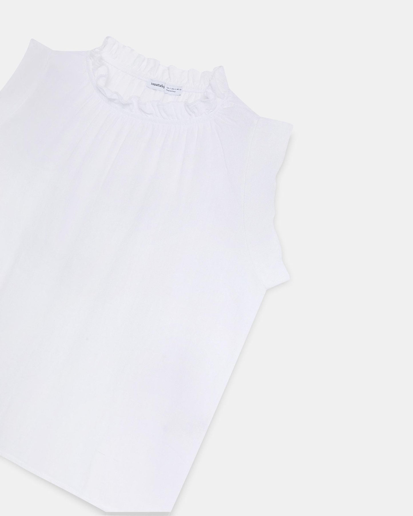 Blouse sans Manches Col Volant Blanc