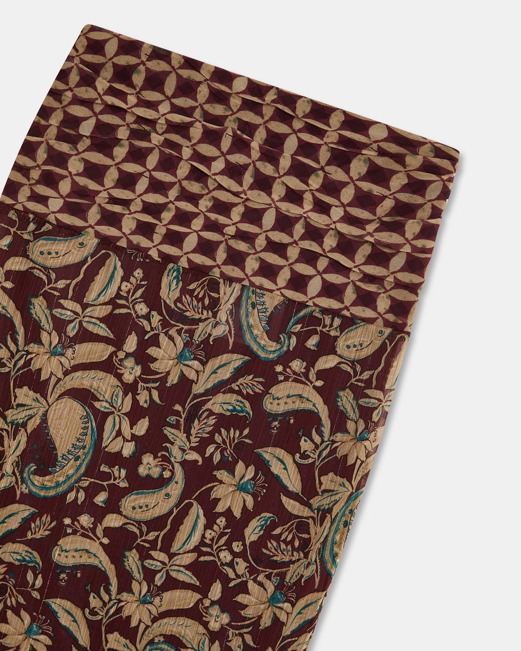 Jupe Imprimé Floral et Géométrique Marron
