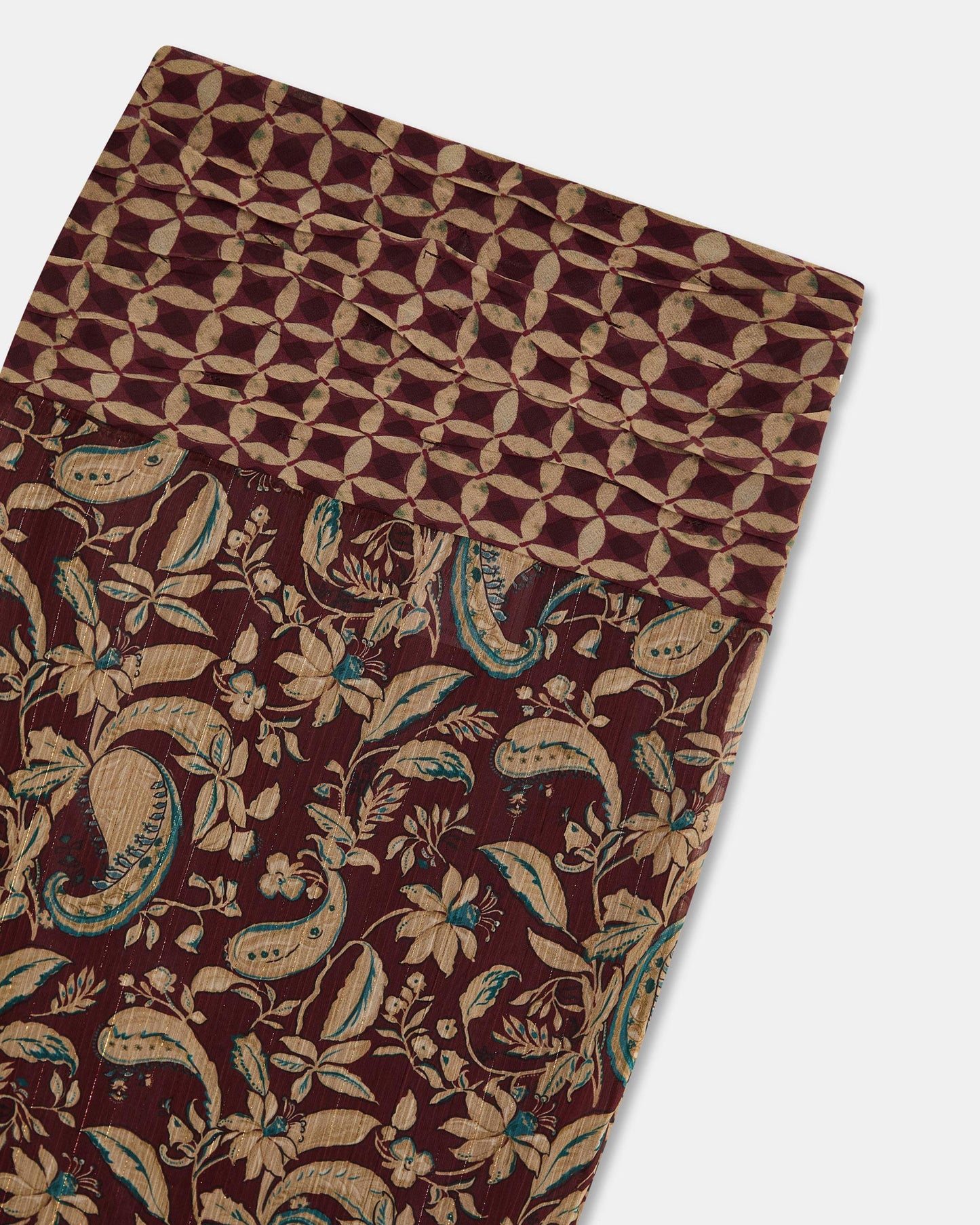 Jupe Imprimé Floral et Géométrique Marron