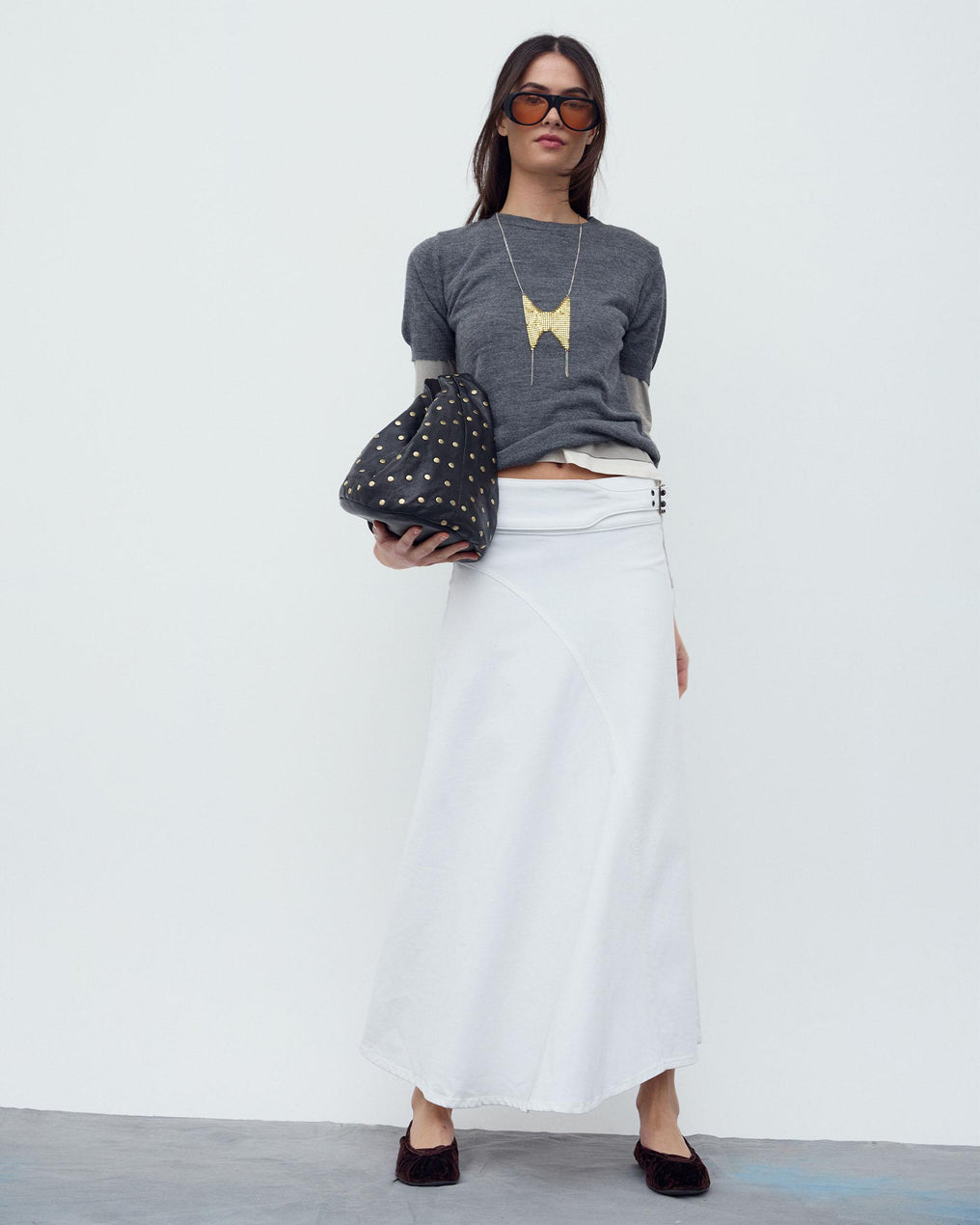 Falda Cinturón Hebilla Lateral Blanco