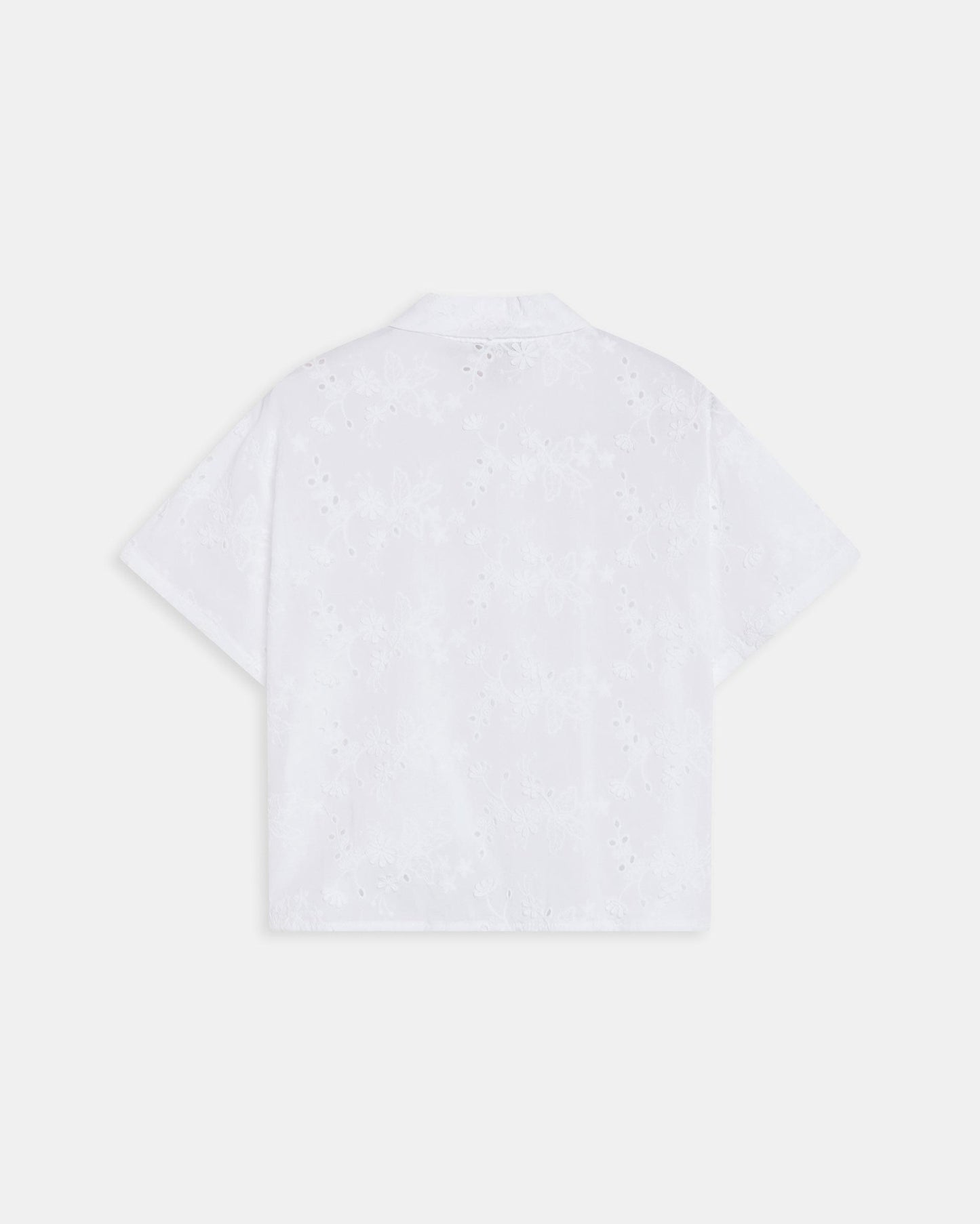 White Short Sleeve Shirt with Cut-Outs